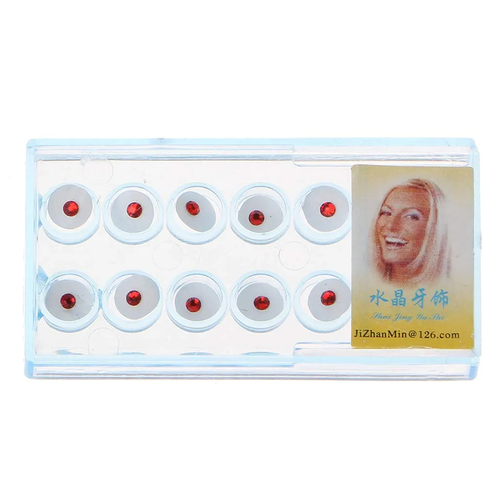 YO-HAPPY 2mm Colored Crystal Tooth Gems Dental Jewelry Decoration, 10pcs/Box - immagine 8