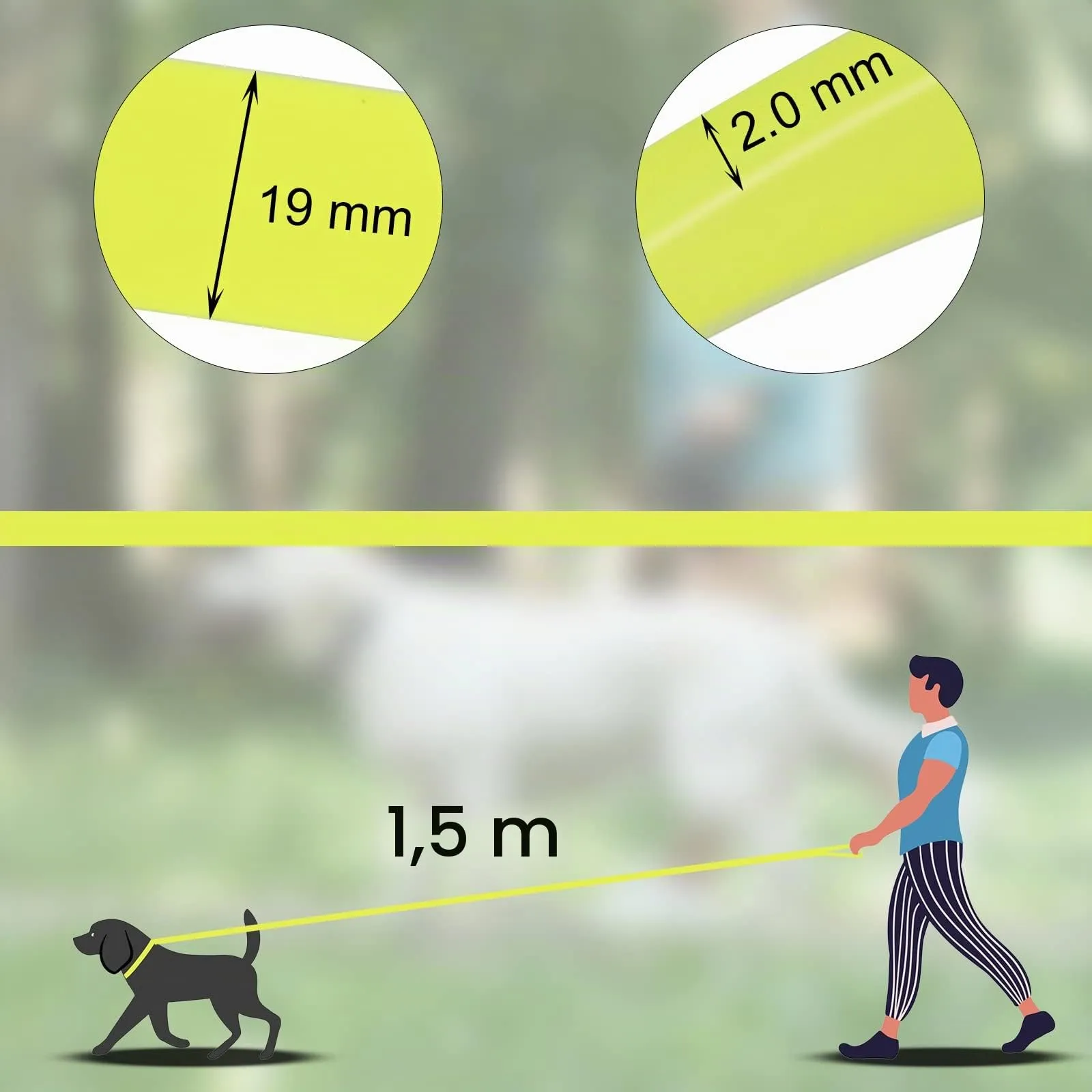 Wolfone Guinzaglio Addestramento Cani, Giallo, 1,5 m - immagine 8