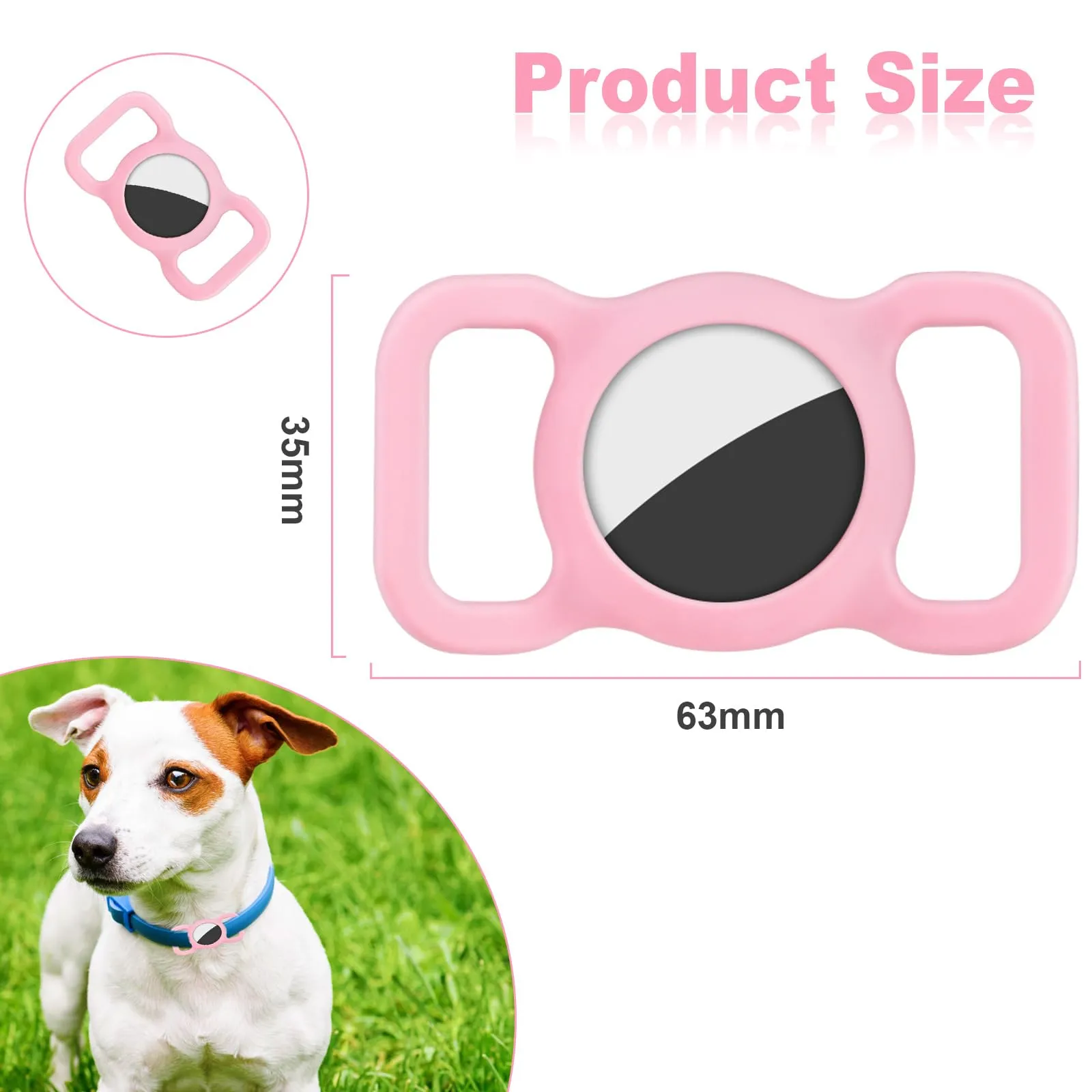 Ainiv Portachiavi per Airtag per Cani e Gatti in Silicone, Rosa - immagine 2