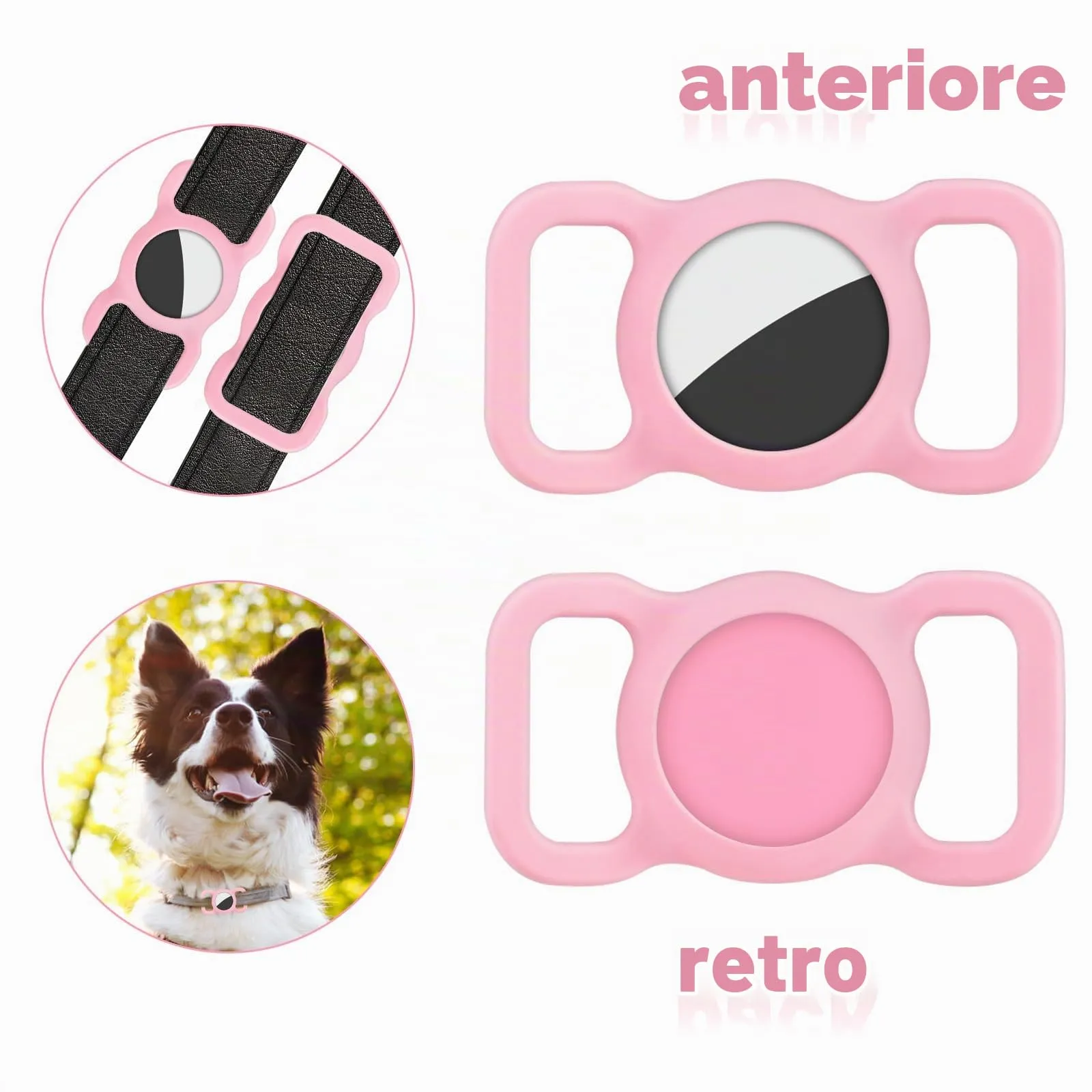 Ainiv Portachiavi per Airtag per Cani e Gatti in Silicone, Rosa - immagine 5