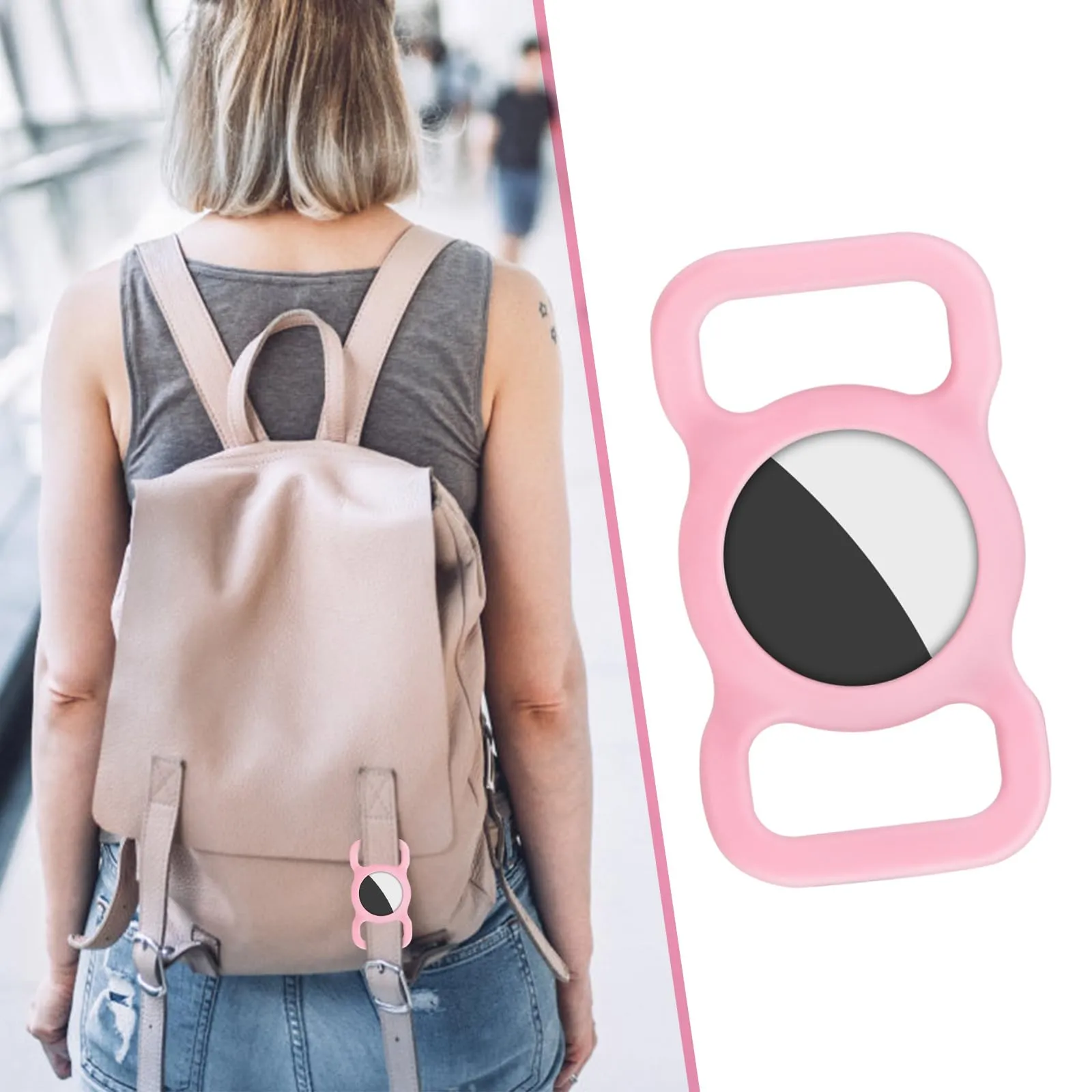 Ainiv Portachiavi per Airtag per Cani e Gatti in Silicone, Rosa - immagine 6