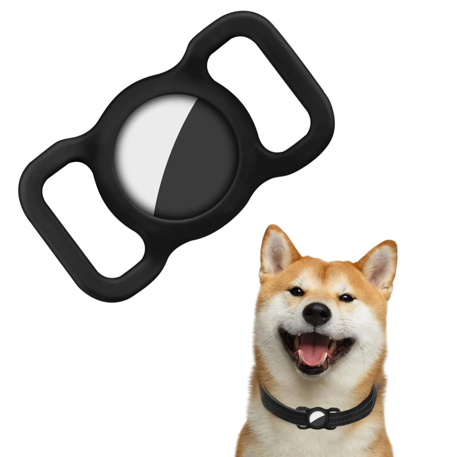 Ainiv Custodia in Silicone per Airtag per Cani e Gatti, Nero - immagine 1