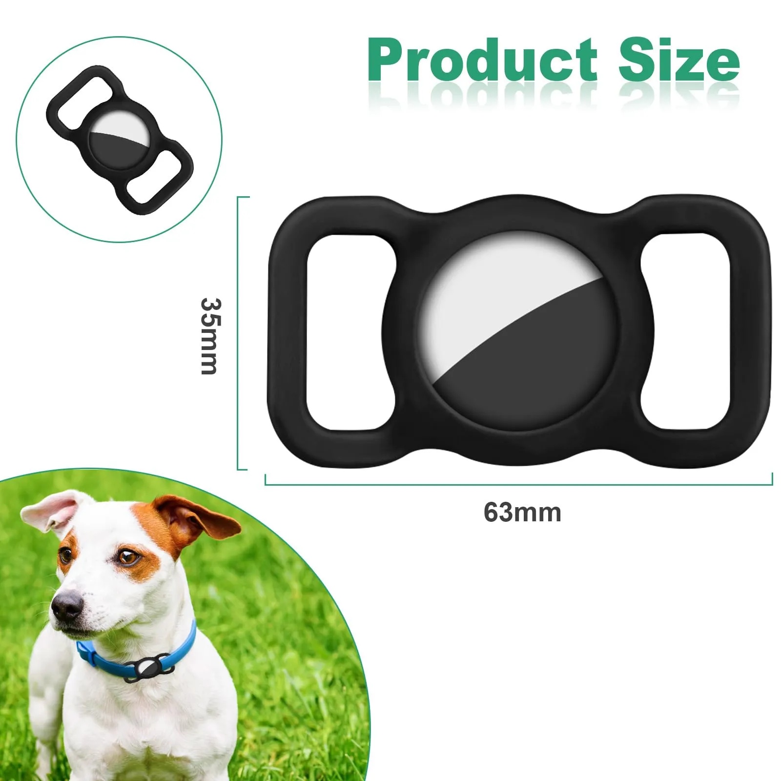 Ainiv Custodia in Silicone per Airtag per Cani e Gatti, Nero - immagine 2