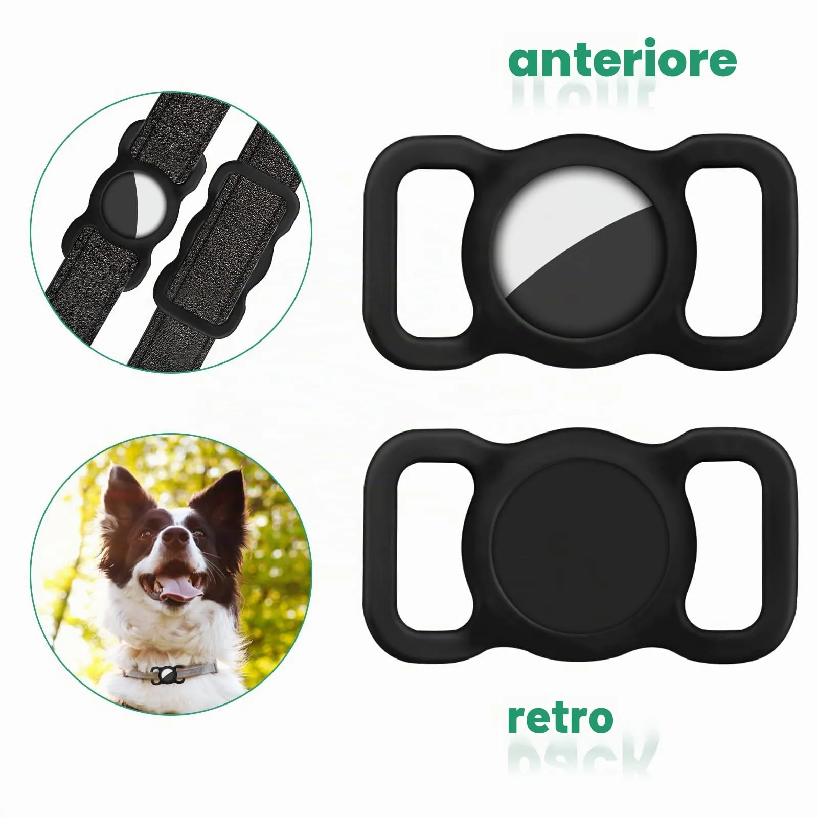 Ainiv Custodia in Silicone per Airtag per Cani e Gatti, Nero - immagine 5