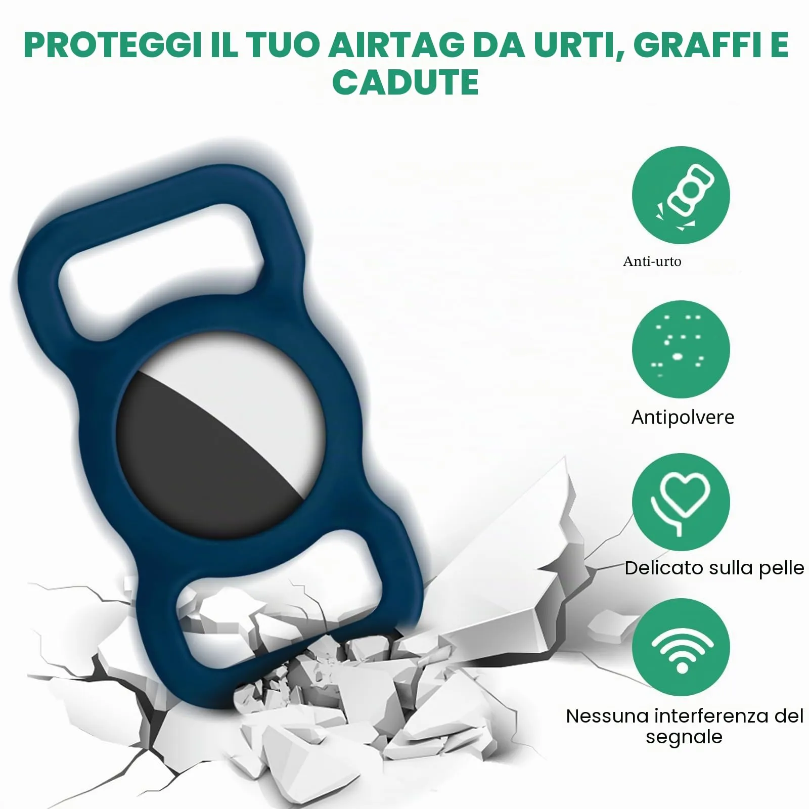 Ainiv Portachiavi per Airtag per Cani, Blu - immagine 3