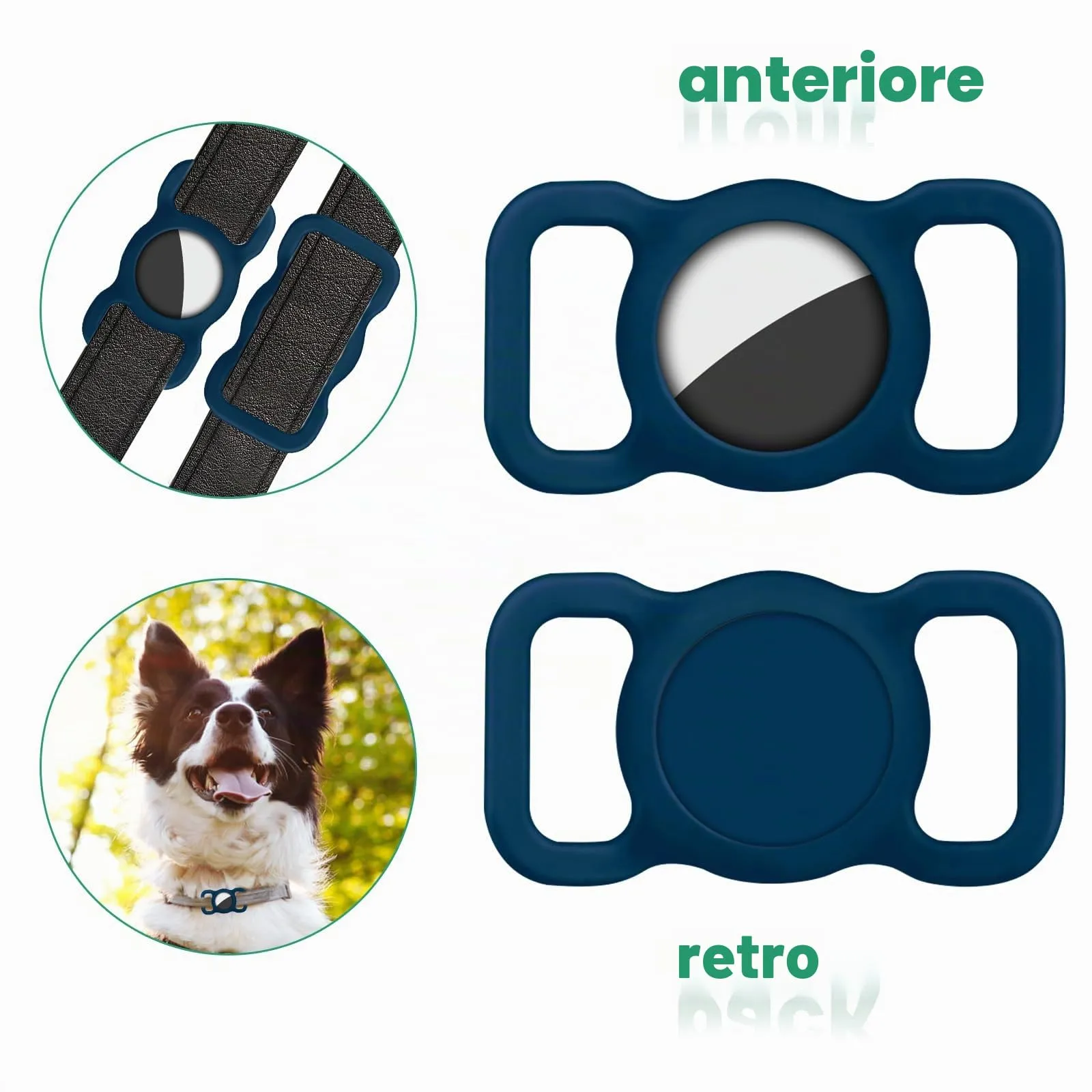 Ainiv Portachiavi per Airtag per Cani, Blu - immagine 5