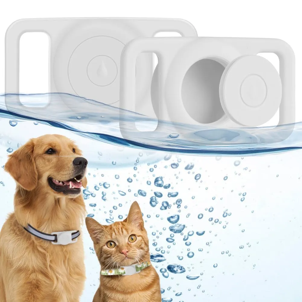 Ainiv Custodia Protettiva Impermeabile per Airtag per Cani e Gatti, Bianco - immagine 1