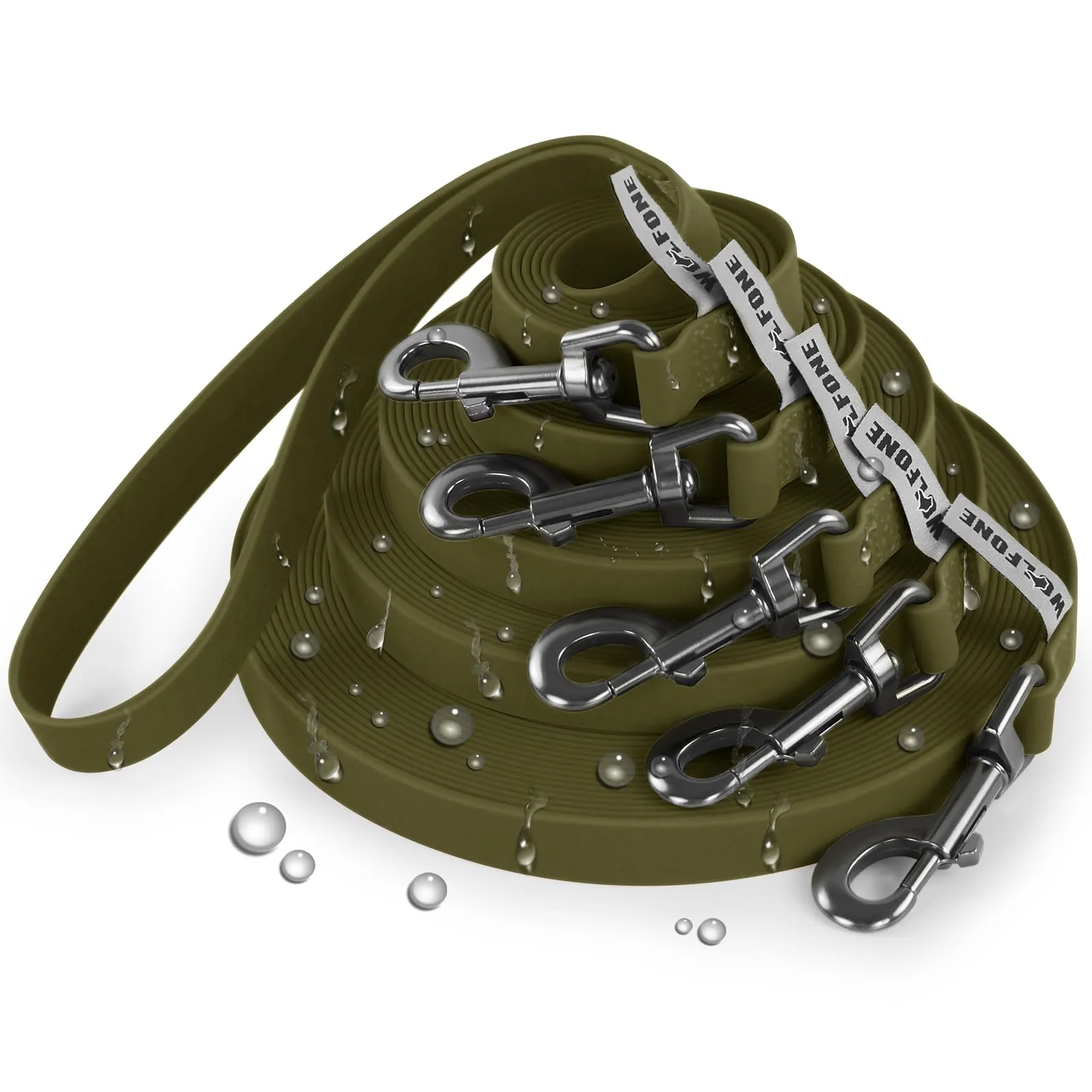 Wolfone Guinzaglio Addestramento Cani, 6 m, Verde Militare - immagine 2