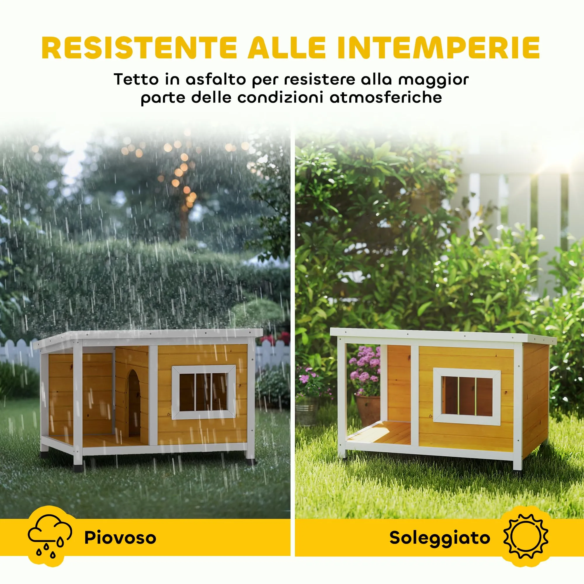 PawHut Cuccia per Cani da Esterno Rialzata, 85.5x62x60 cm, Multicolore - immagine 4