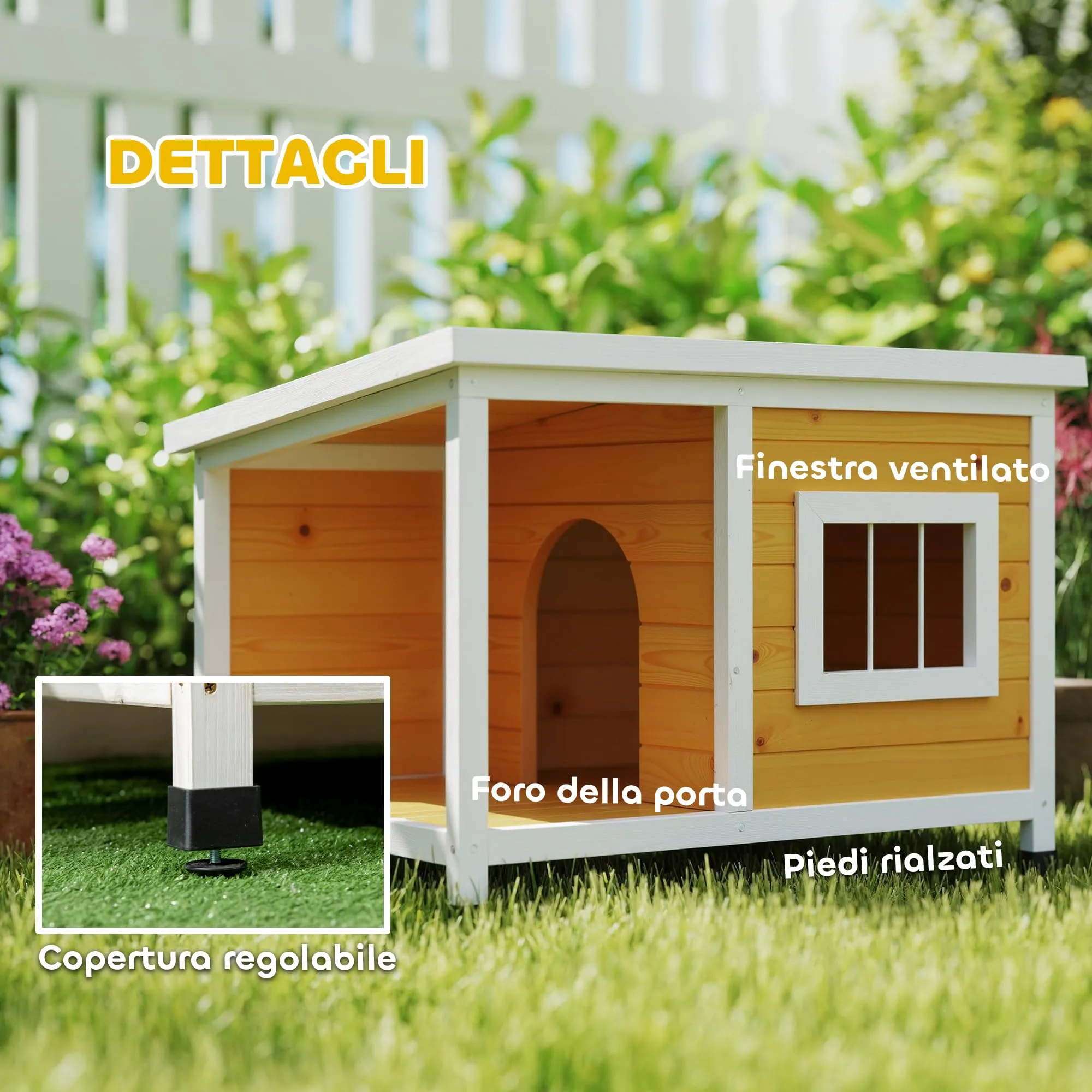 PawHut Cuccia per Cani da Esterno Rialzata, 85.5x62x60 cm, Multicolore - immagine 6