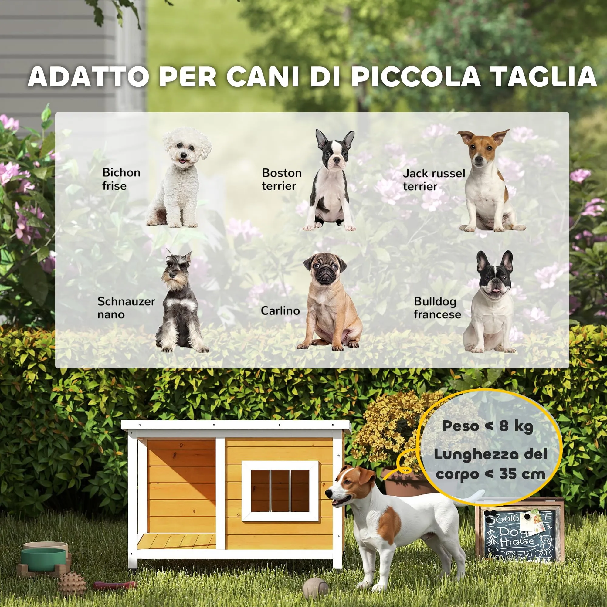 PawHut Cuccia per Cani da Esterno Rialzata, 85.5x62x60 cm, Multicolore - immagine 8