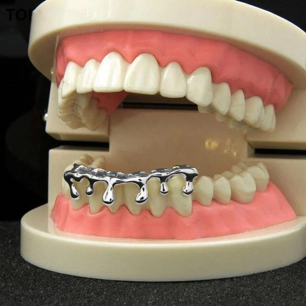Sanfly Hip Hop Grillz Teeth with Mouthpiece, Light Yellow - immagine 4