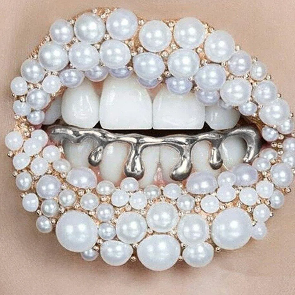 Sanfly Hip Hop Grillz Teeth with Mouthpiece, Light Yellow - immagine 7