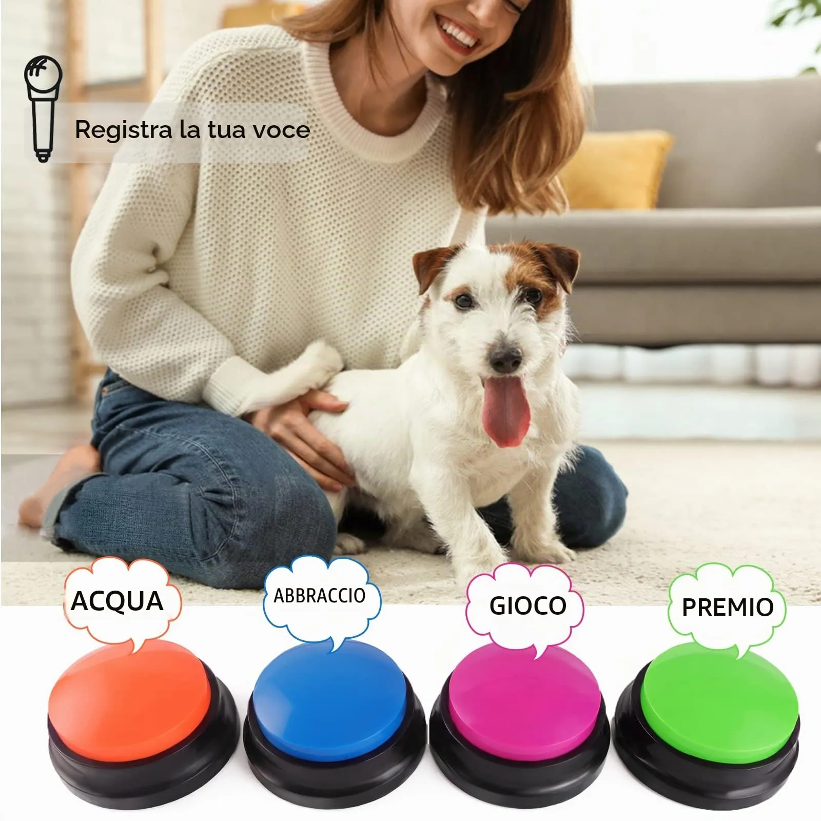 OFVENS Pulsanti di Registrazione Vocale per Addestramento Animali Domestici, 30 Secondi, 4 Pezzi - immagine 3