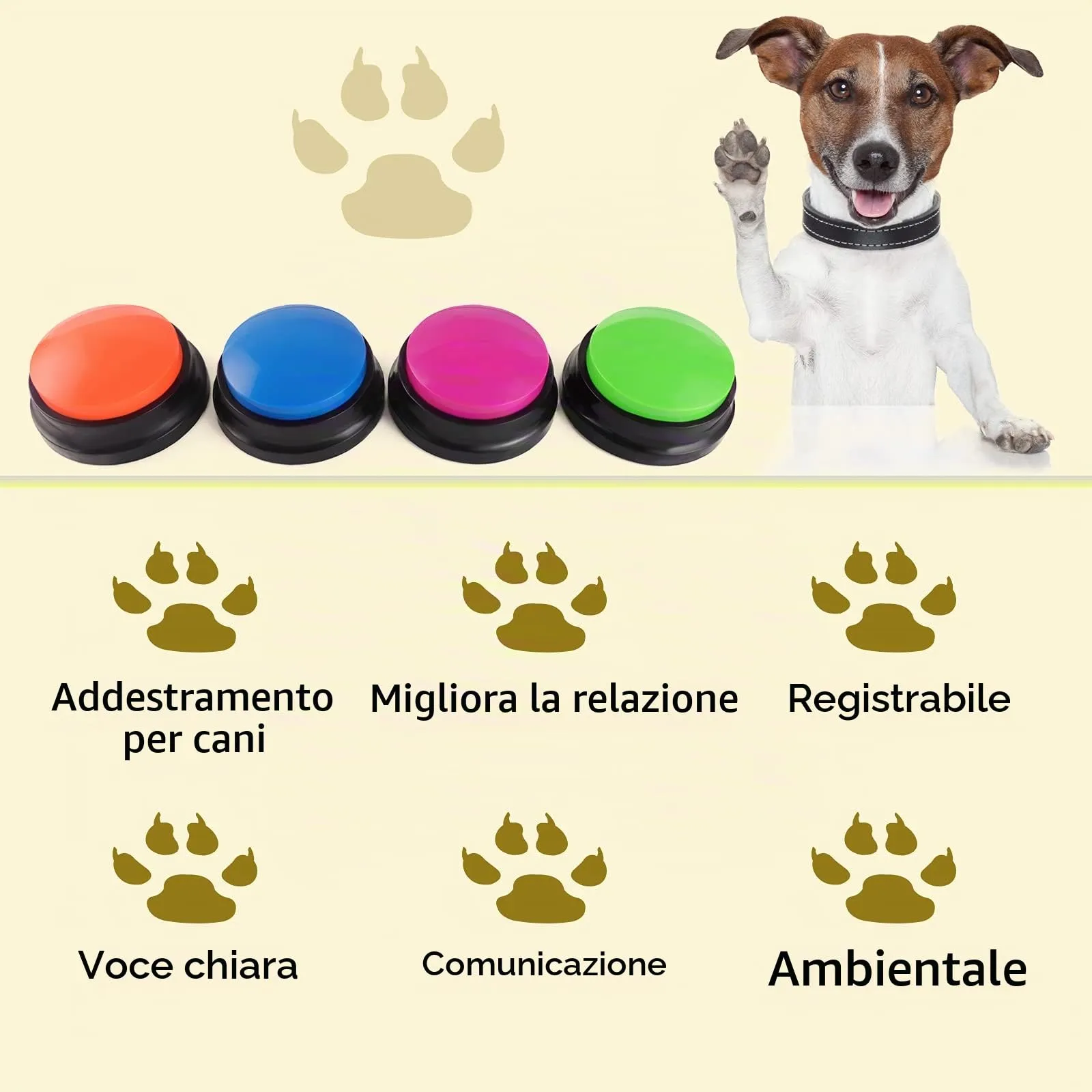 OFVENS Pulsanti di Registrazione Vocale per Addestramento Animali Domestici, 30 Secondi, 4 Pezzi - immagine 4