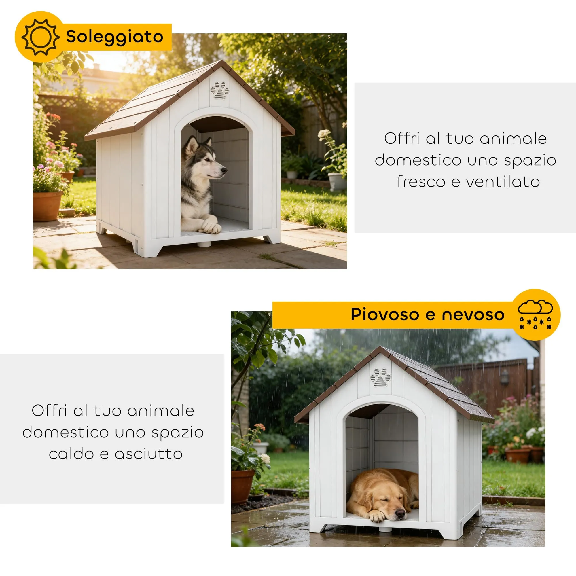 PawHut Cuccia per Cani da Esterno, Taglia Grande e XL, 102x94x103 cm, Grigio - immagine 4