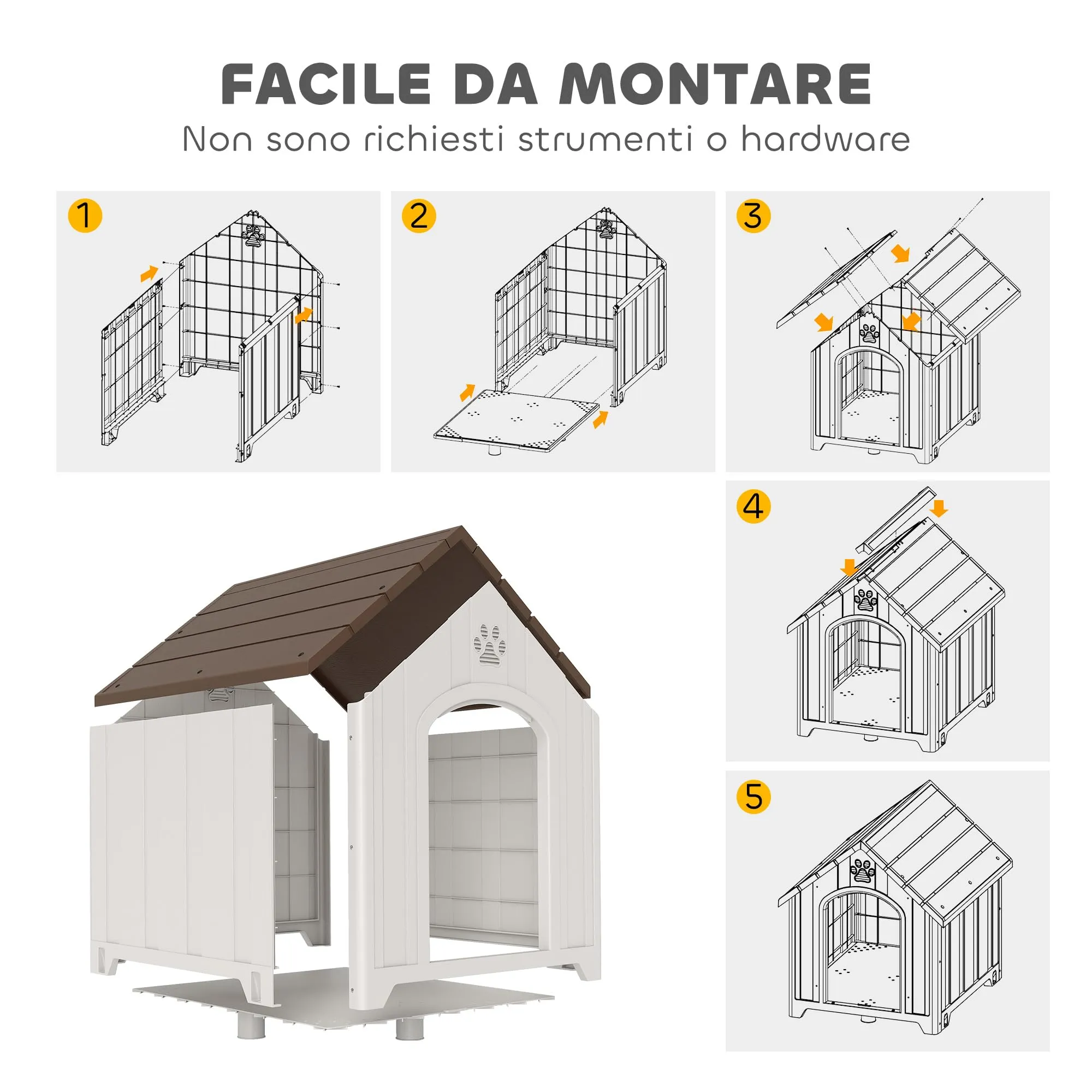 PawHut Cuccia per Cani da Esterno, Taglia Grande e XL, 102x94x103 cm, Grigio - immagine 5