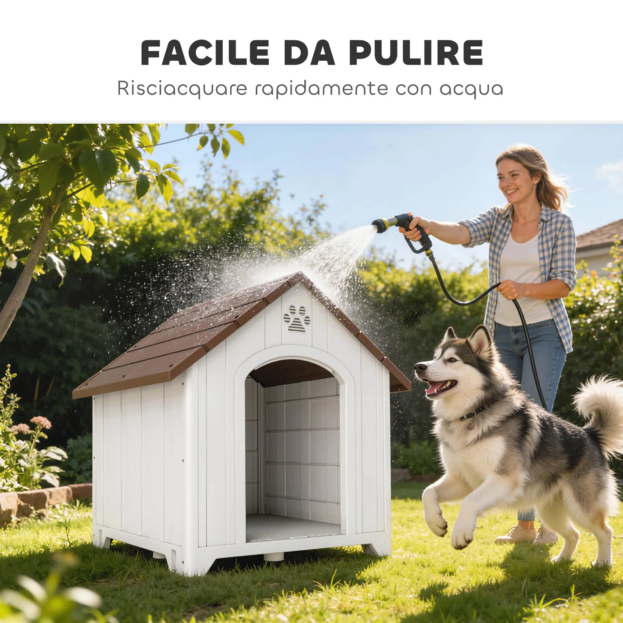 PawHut Cuccia per Cani da Esterno, Taglia Grande e XL, 102x94x103 cm, Grigio - immagine 7