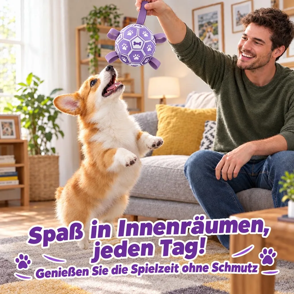 Kylinsure Pallone da Calcio per Cani con Corda, 15 cm, Viola - immagine 4