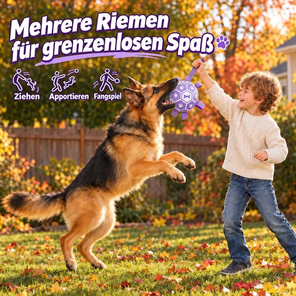 Kylinsure Pallone da Calcio per Cani con Corda, 15 cm, Viola - immagine 5