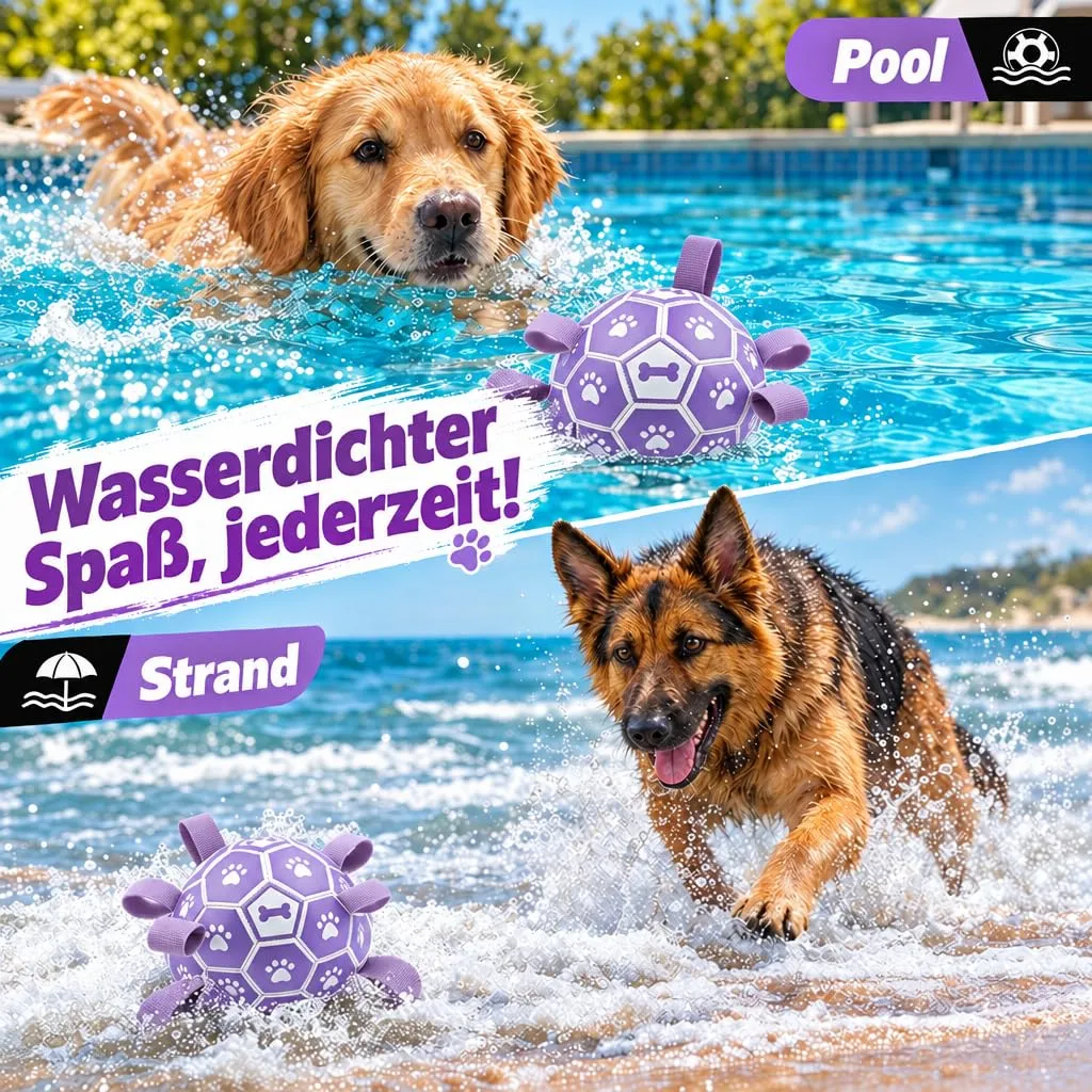 Kylinsure Pallone da Calcio per Cani con Corda, 15 cm, Viola - immagine 8