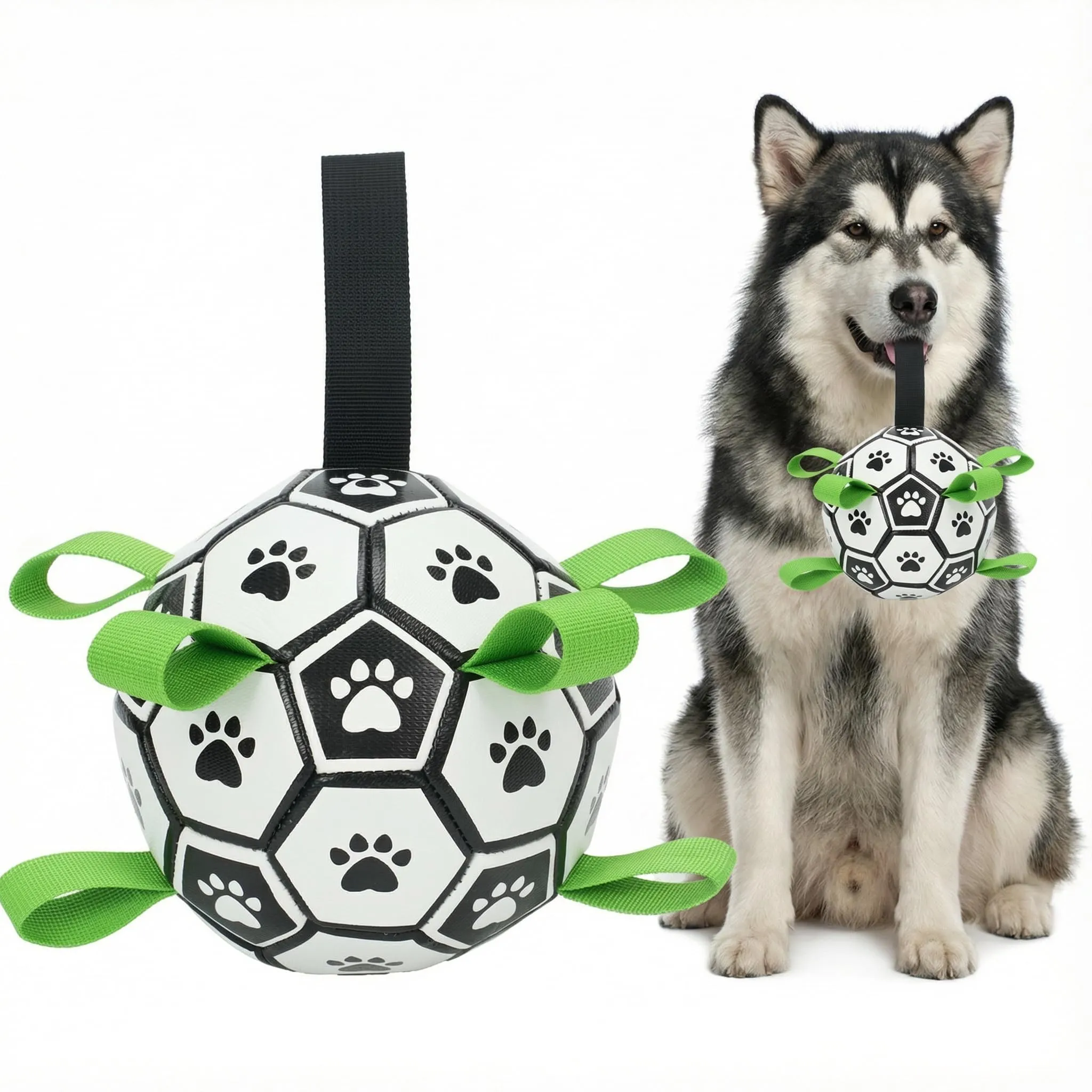 Kylinsure Pallone da calcio per cani con manico e pompa, taglia L - immagine 1