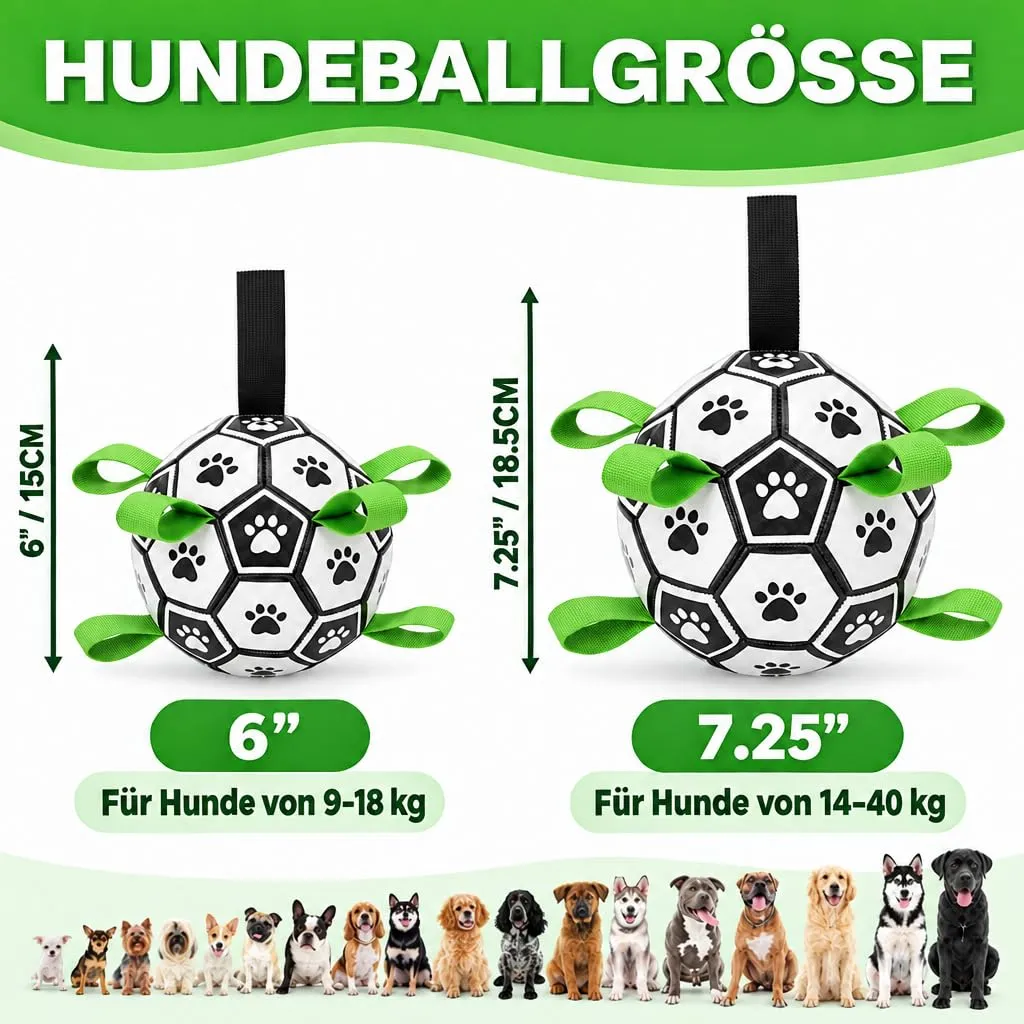 Kylinsure Pallone da calcio per cani con manico e pompa, taglia L - immagine 6