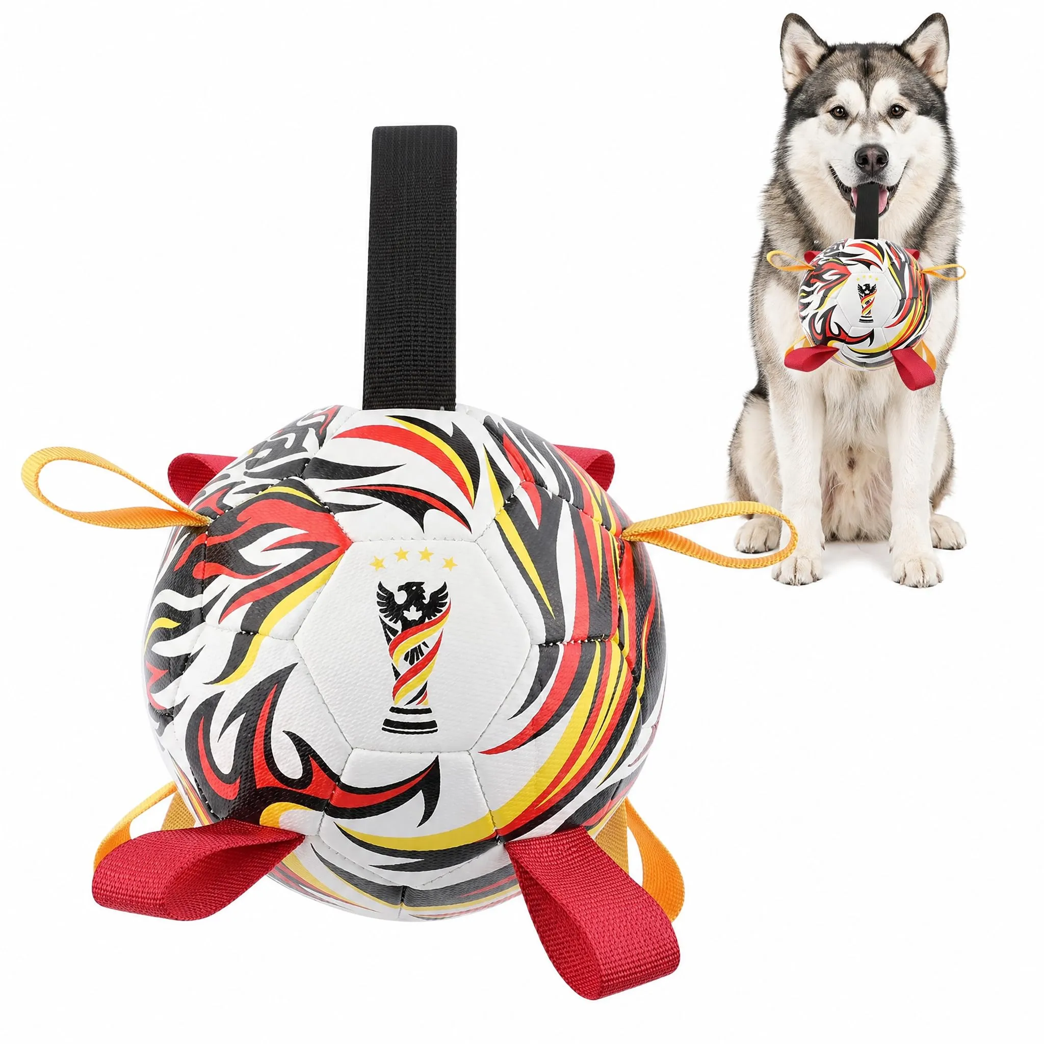 Kylinsure Pallone da calcio per cani con corda, 18,5 cm - immagine 1