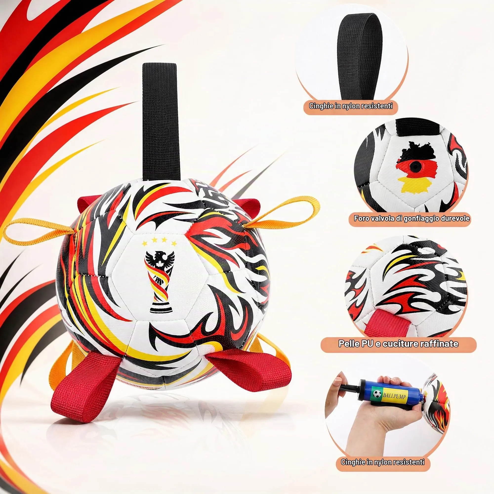 Kylinsure Pallone da calcio per cani con corda, 18,5 cm - immagine 2