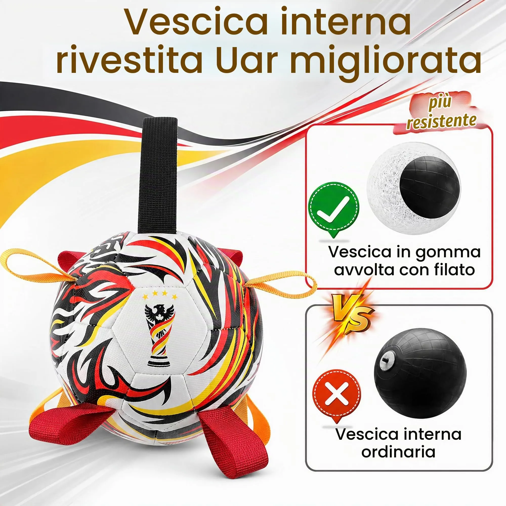 Kylinsure Pallone da calcio per cani con corda, 18,5 cm - immagine 3