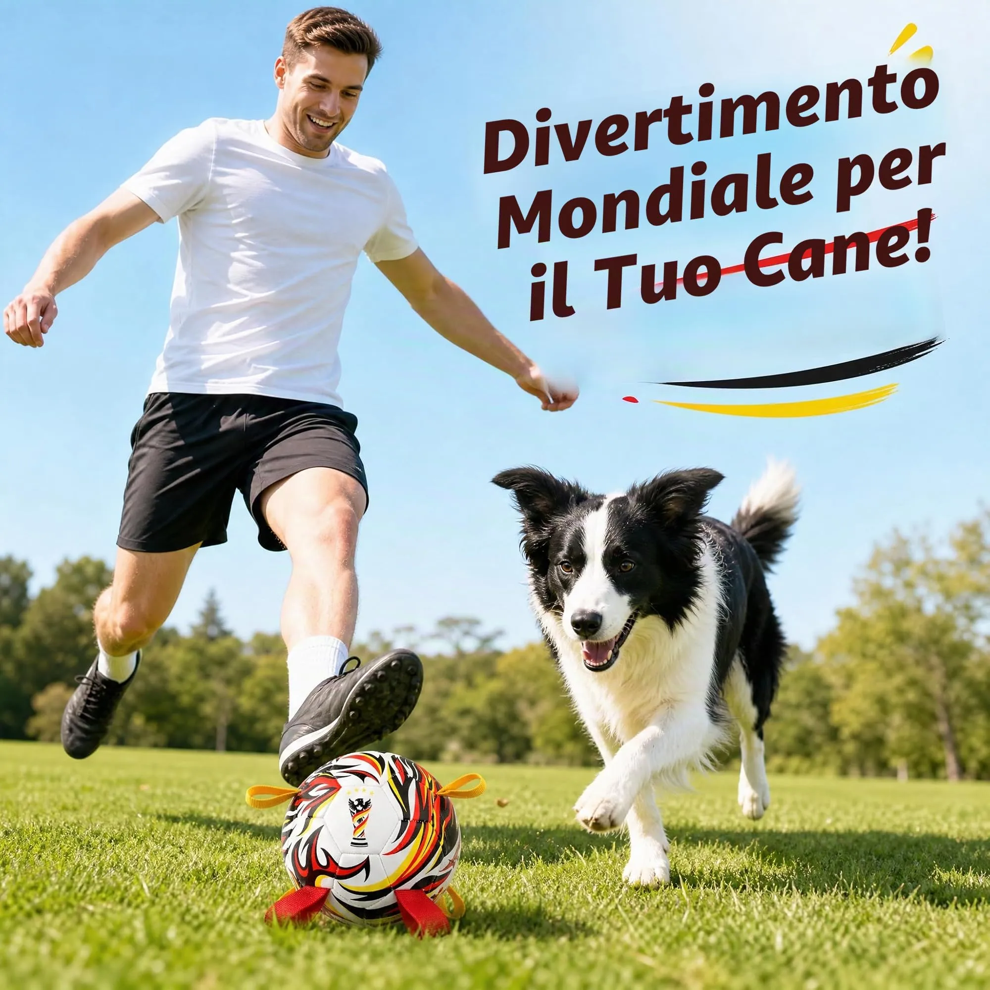 Kylinsure Pallone da calcio per cani con corda, 18,5 cm - immagine 4