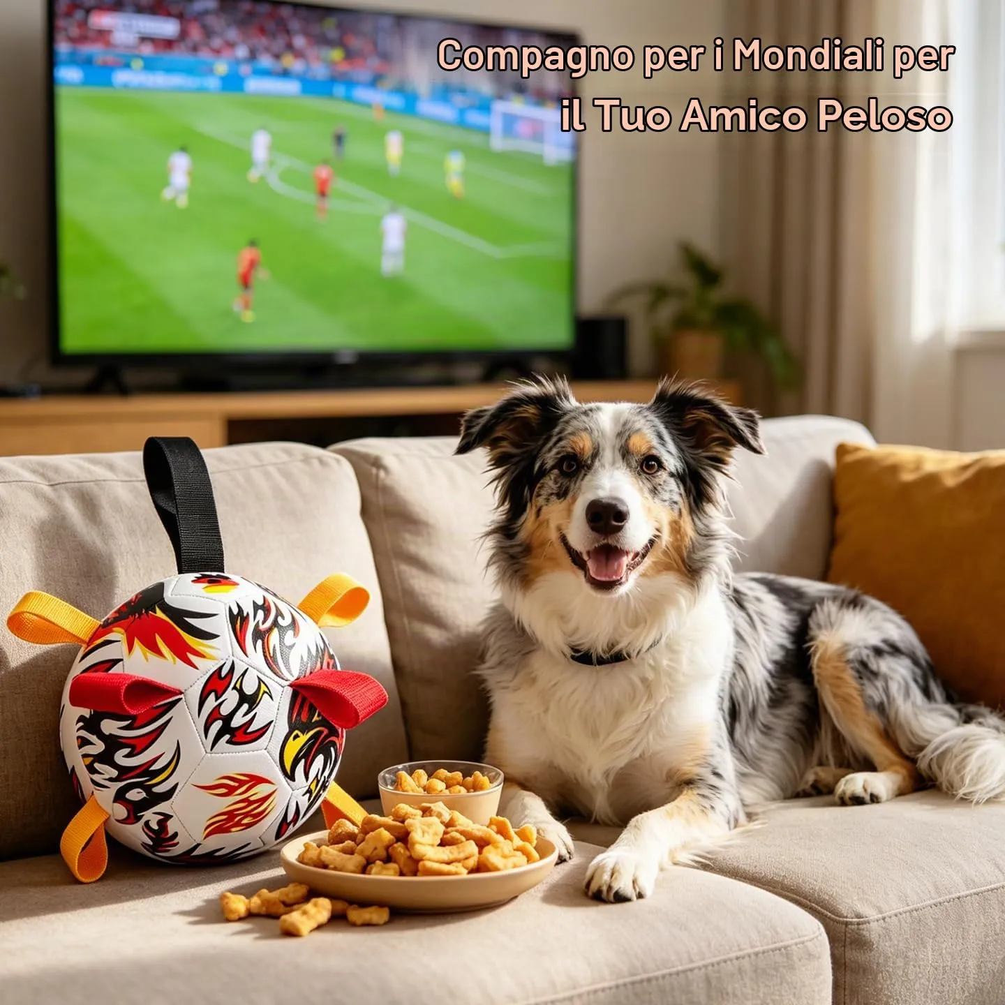 Kylinsure Pallone da calcio per cani con corda, 18,5 cm - immagine 5
