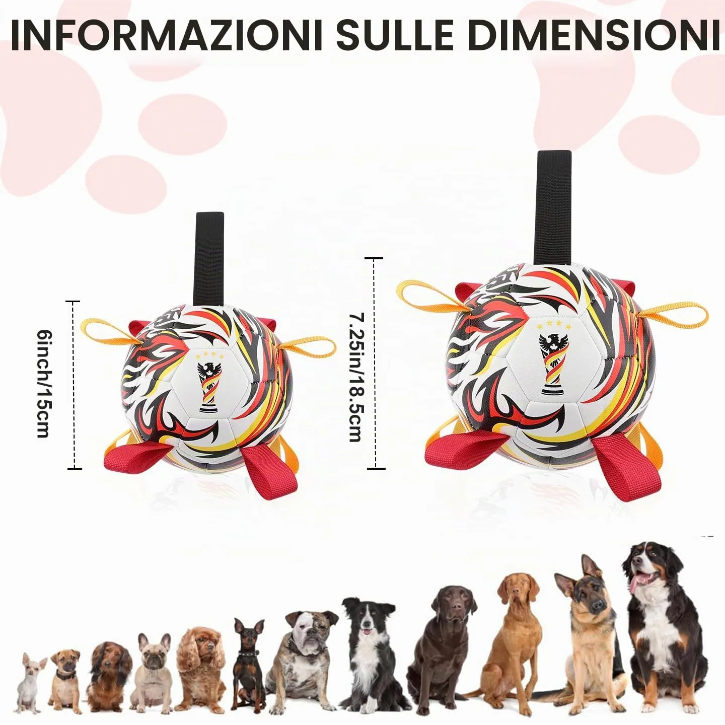 Kylinsure Pallone da calcio per cani con corda, 18,5 cm - immagine 6
