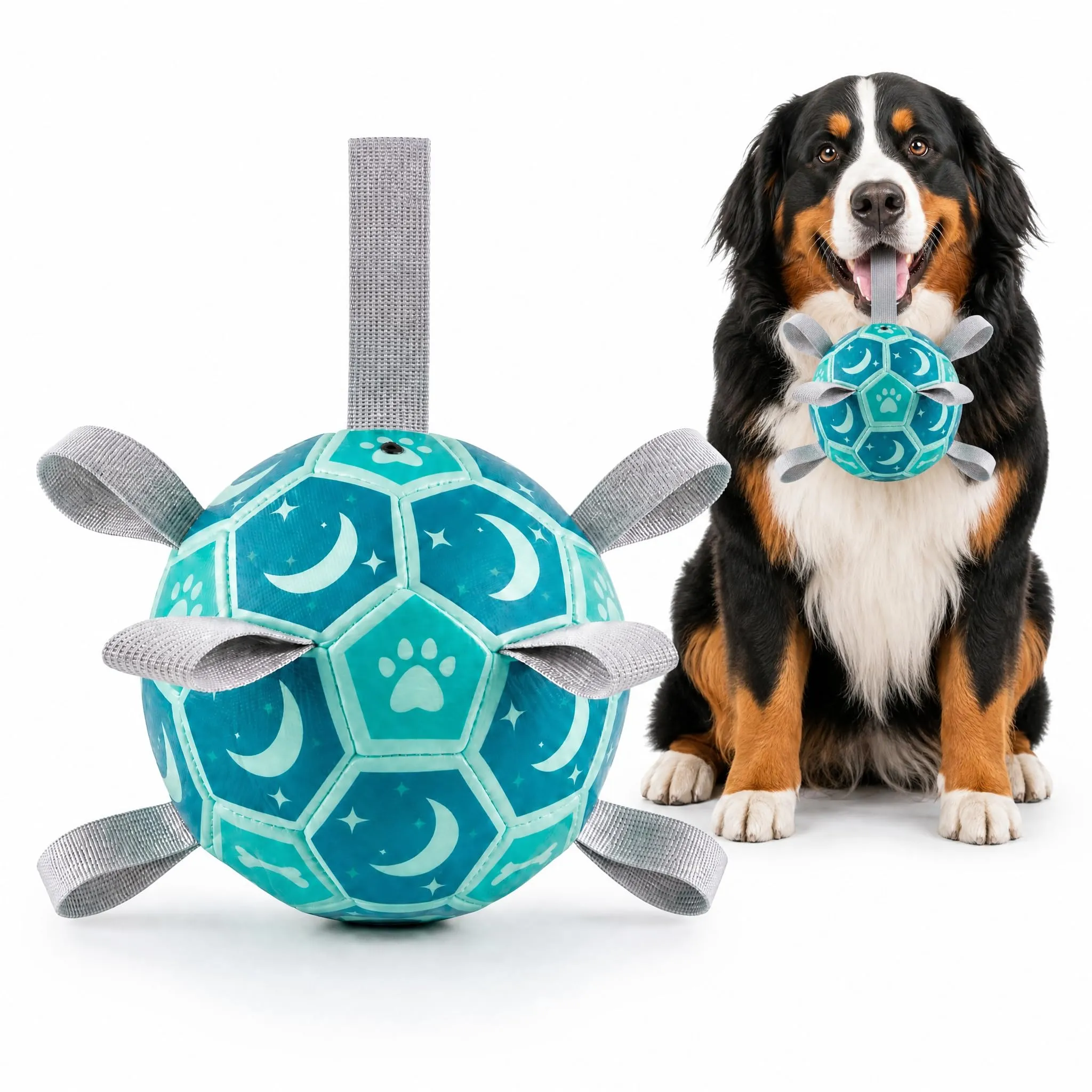 Kylinsure Palla da calcio per cani con corda, 18,5 cm, Blu, L - immagine 1