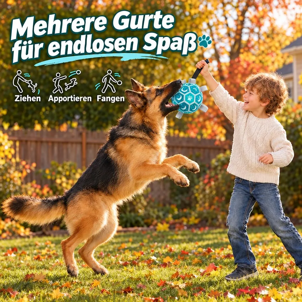 Kylinsure Palla da calcio per cani con corda, 18,5 cm, Blu, L - immagine 5