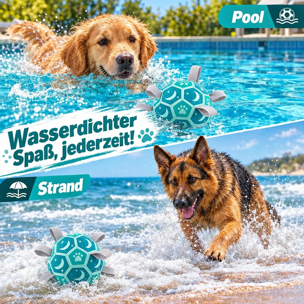 Kylinsure Palla da calcio per cani con corda, 18,5 cm, Blu, L - immagine 7