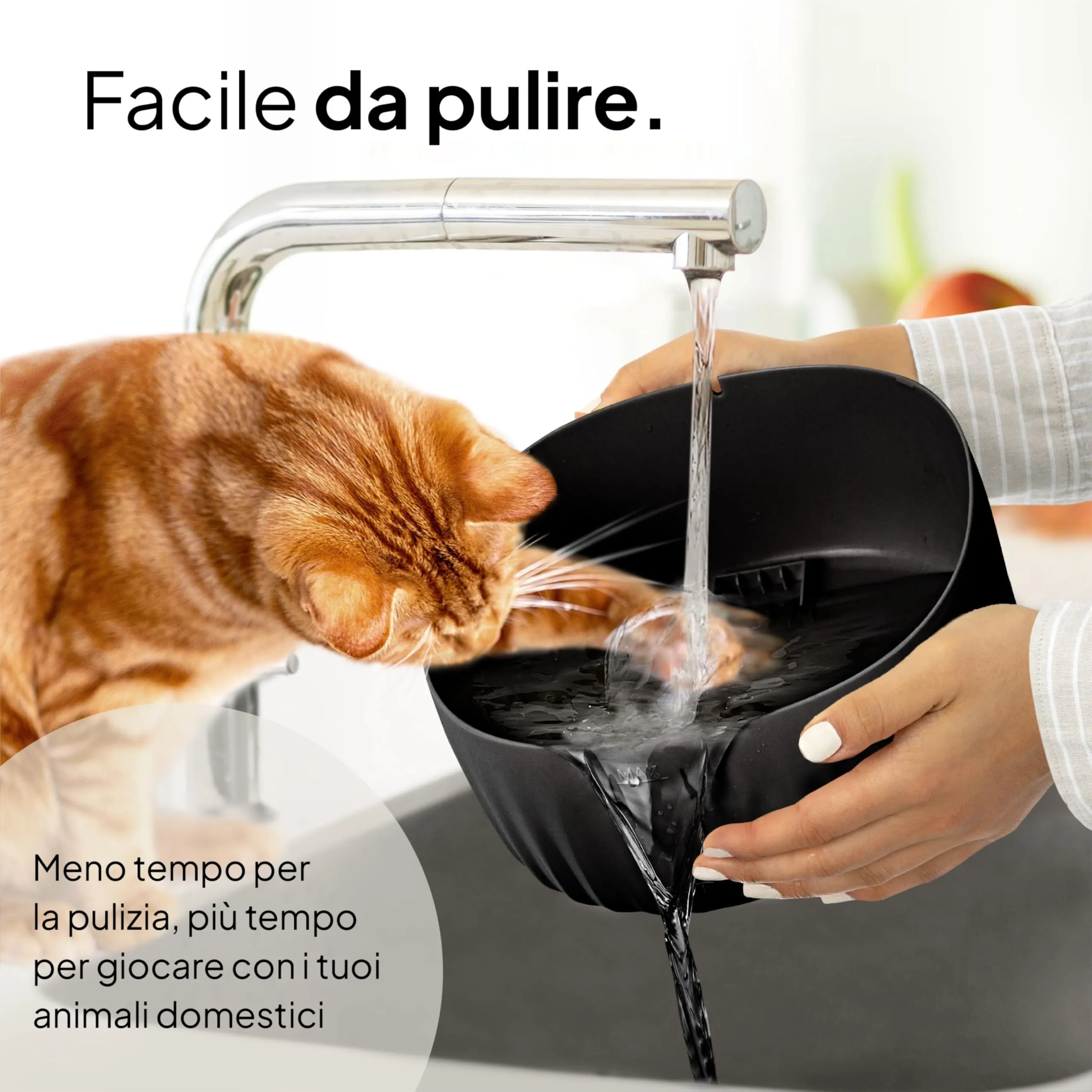Pretty Paw Fontanella per Gatti 3L con LED Livello Acqua, Nero - immagine 6