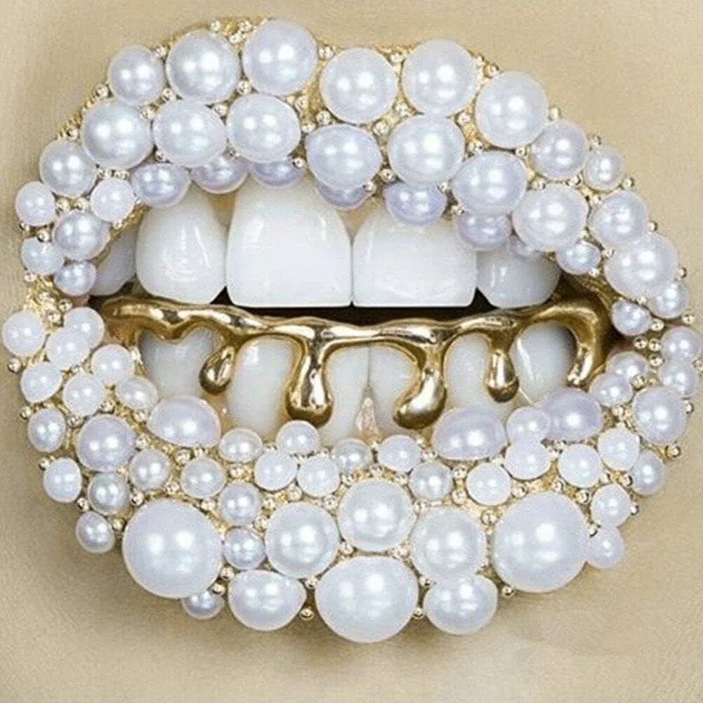 Sanfly Hip Hop Grillz Teeth with Mouthpiece, Light Yellow - immagine 4