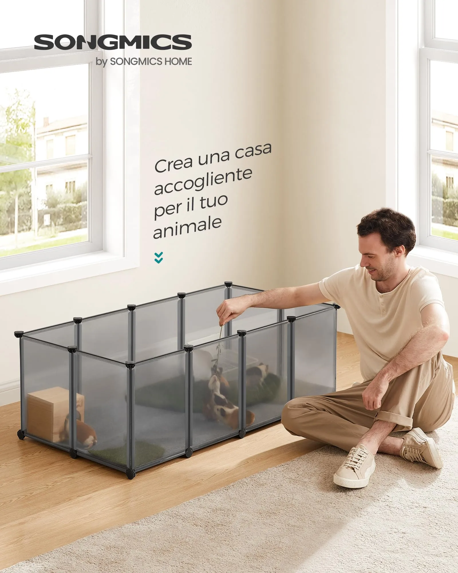 SONGMICS Recinto per Animali con Fondo, 120 x 60 x 40 cm - immagine 2