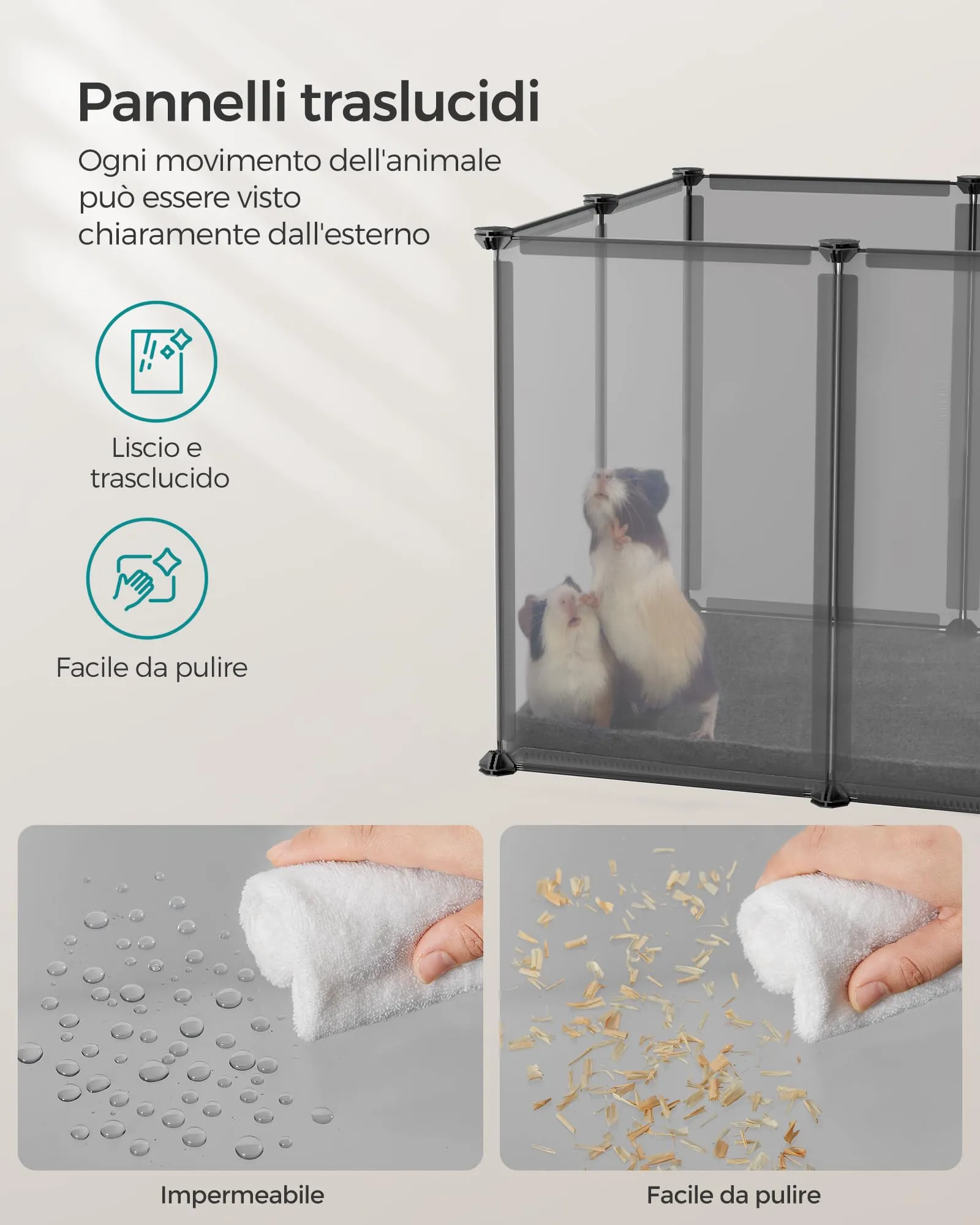SONGMICS Recinto per Animali con Fondo, 120 x 60 x 40 cm - immagine 5