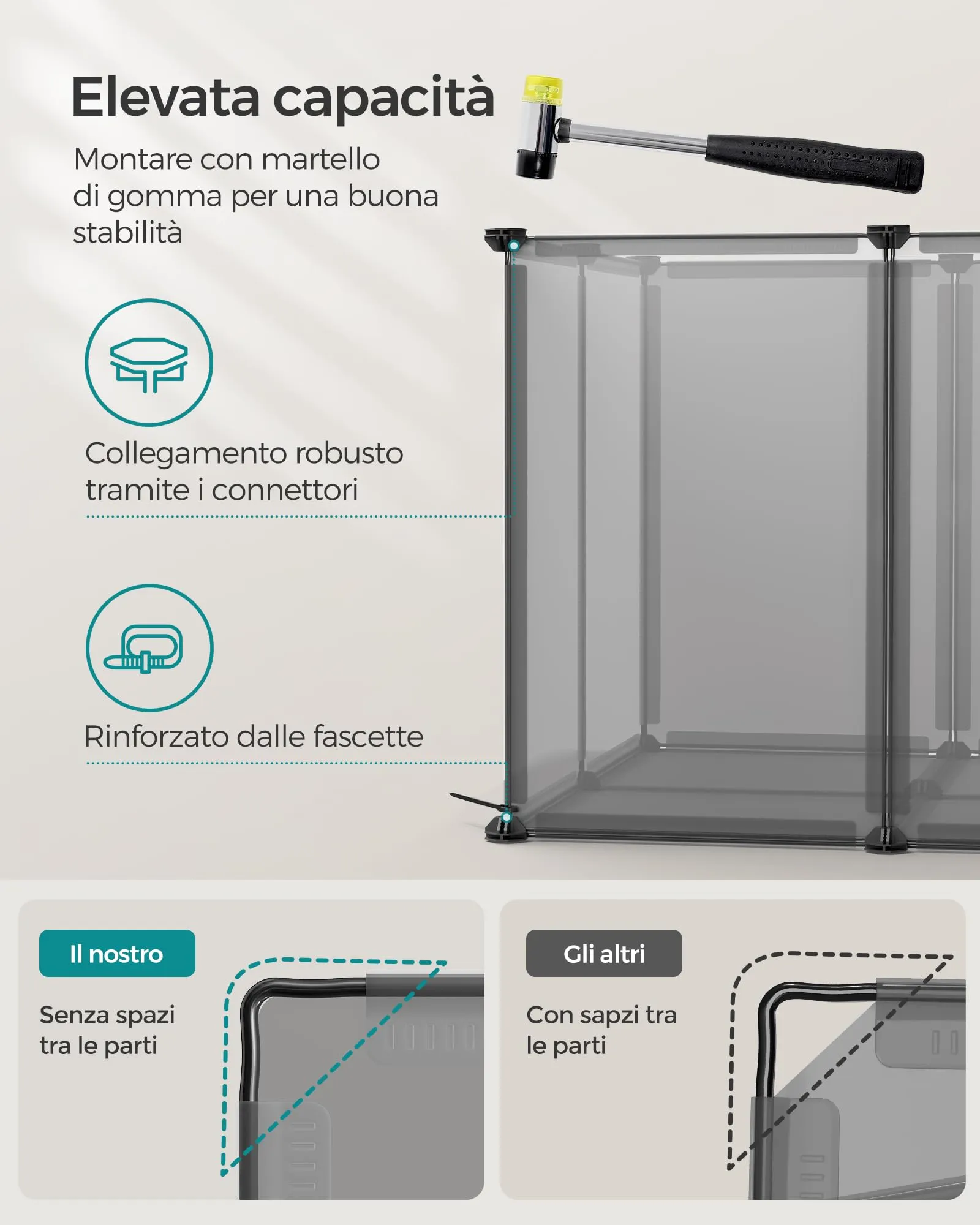 SONGMICS Recinto per Animali con Fondo, 120 x 60 x 40 cm - immagine 6