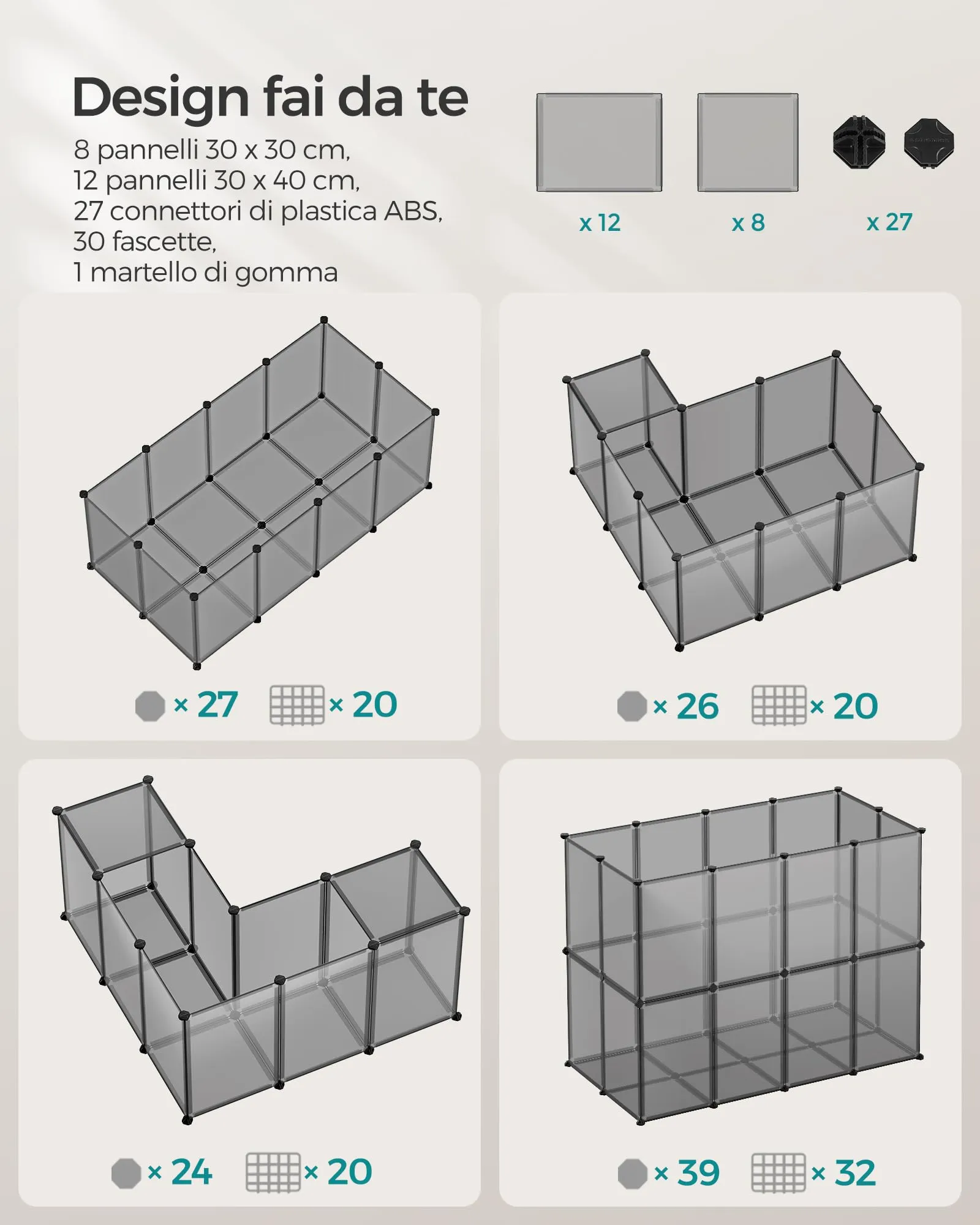 SONGMICS Recinto per Animali con Fondo, 120 x 60 x 40 cm - immagine 8