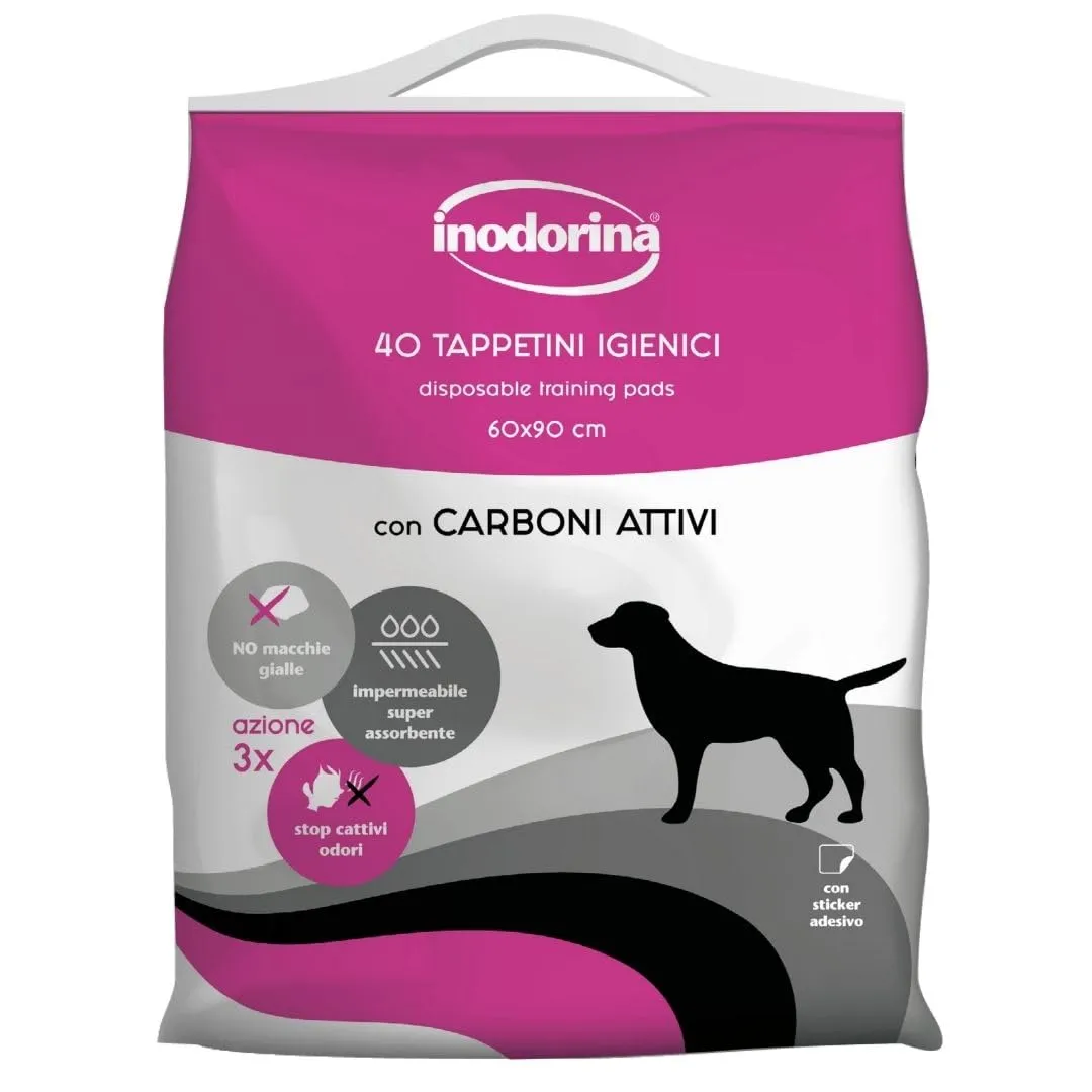 Inodorina Tappetini Igienici per Cani con Carbone Attivo, 60x90 cm, 40 Pezzi - immagine 1