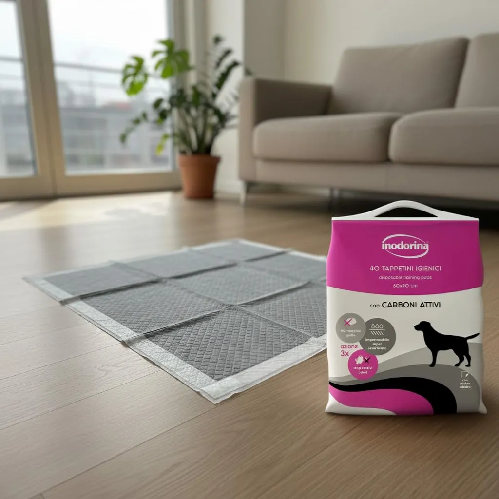 Inodorina Tappetini Igienici per Cani con Carbone Attivo, 60x90 cm, 40 Pezzi - immagine 8