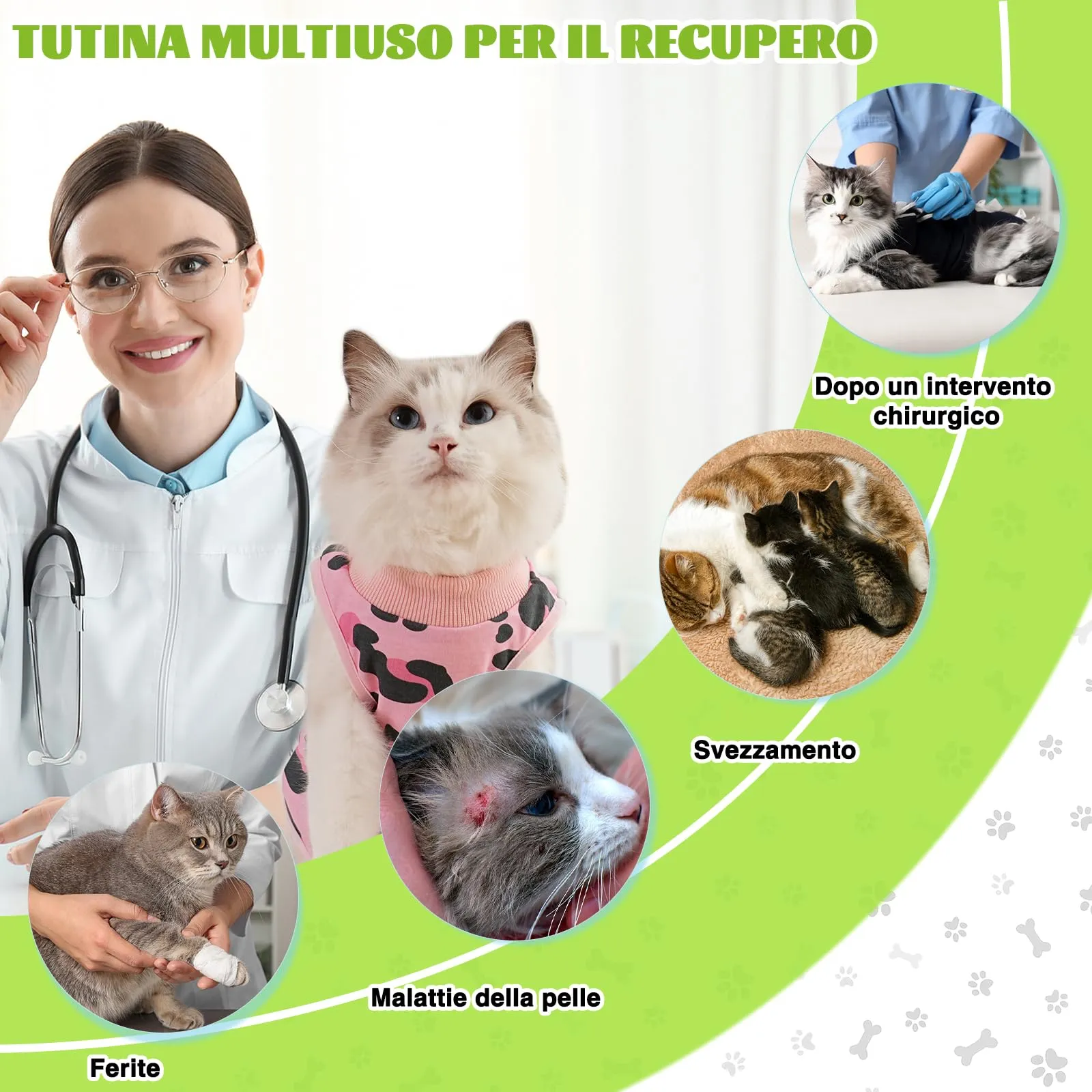 DoggieKit Tuta da Recupero Post Operatoria per Gatti, Alternativa al Collare Elisabettiano, Taglia L, Leopardo - immagine 6