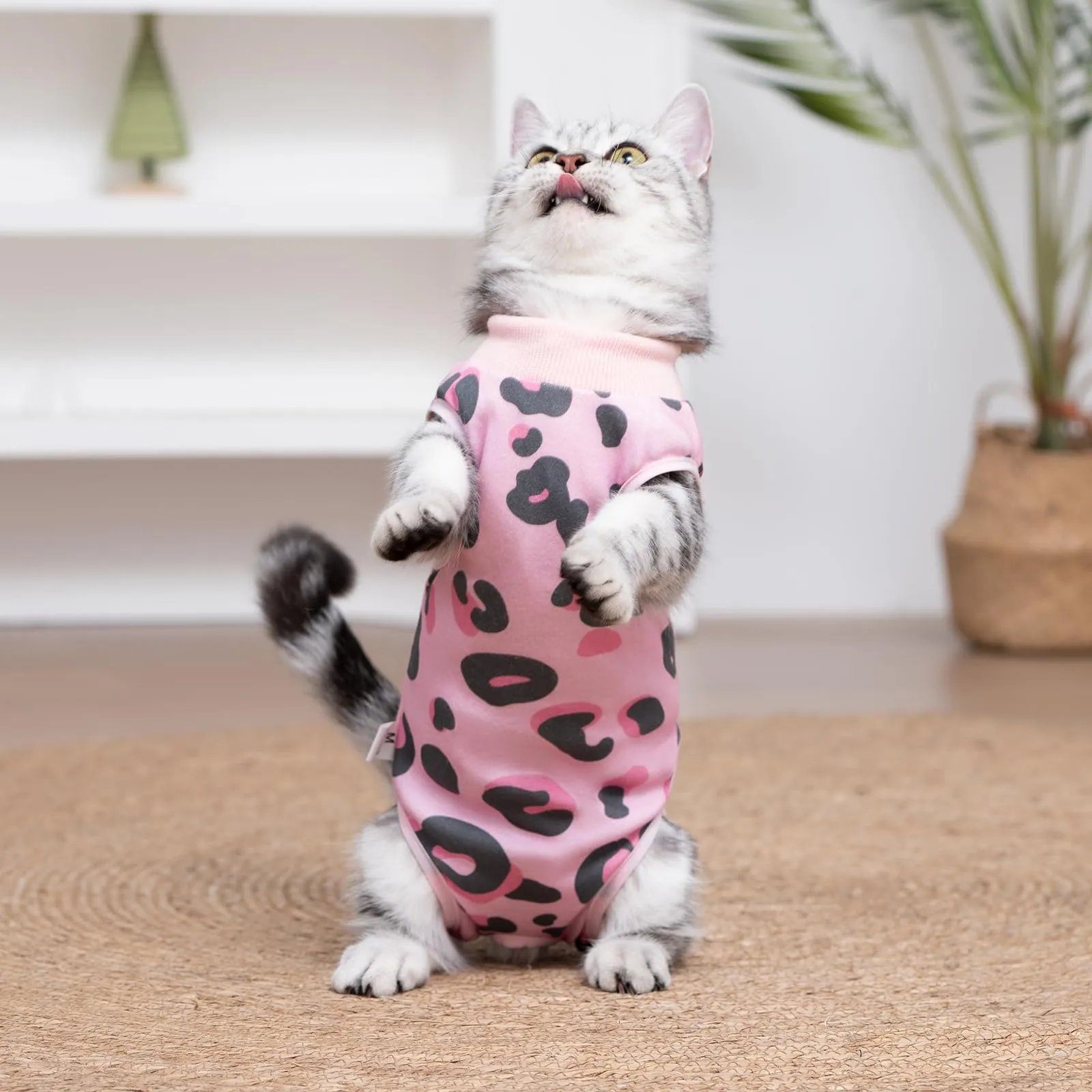 DoggieKit Tuta da Recupero Post Operatoria per Gatti, Alternativa al Collare Elisabettiano, Taglia L, Leopardo - immagine 8