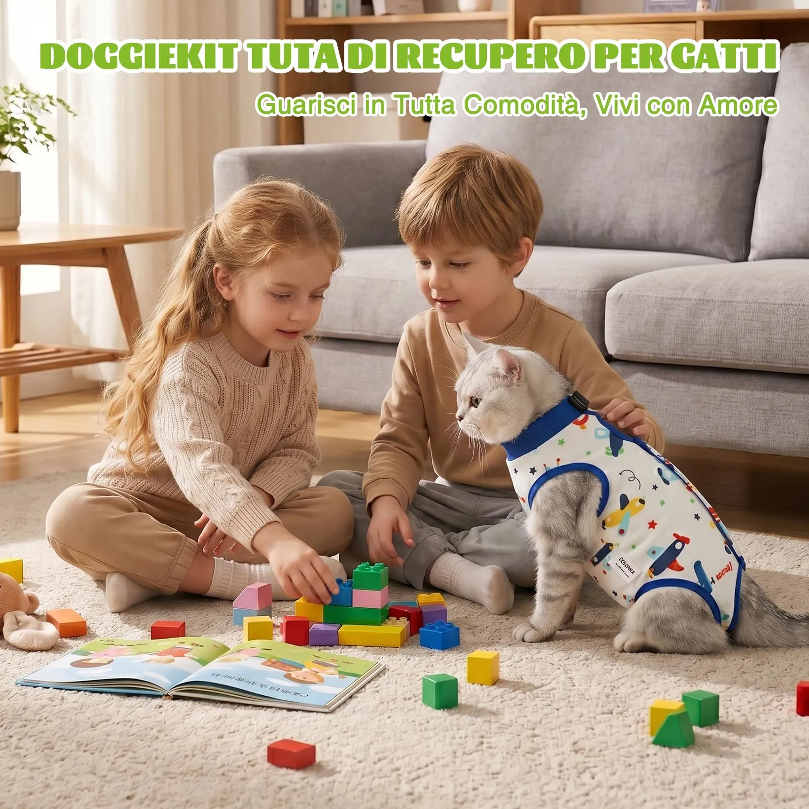 DoggieKit Tuta da Recupero Post-Operatorio per Gatti, Body per Sterilizzazione e Ferite Addominali, Alternativa al Collare Elisabettiano, Taglia S - immagine 7