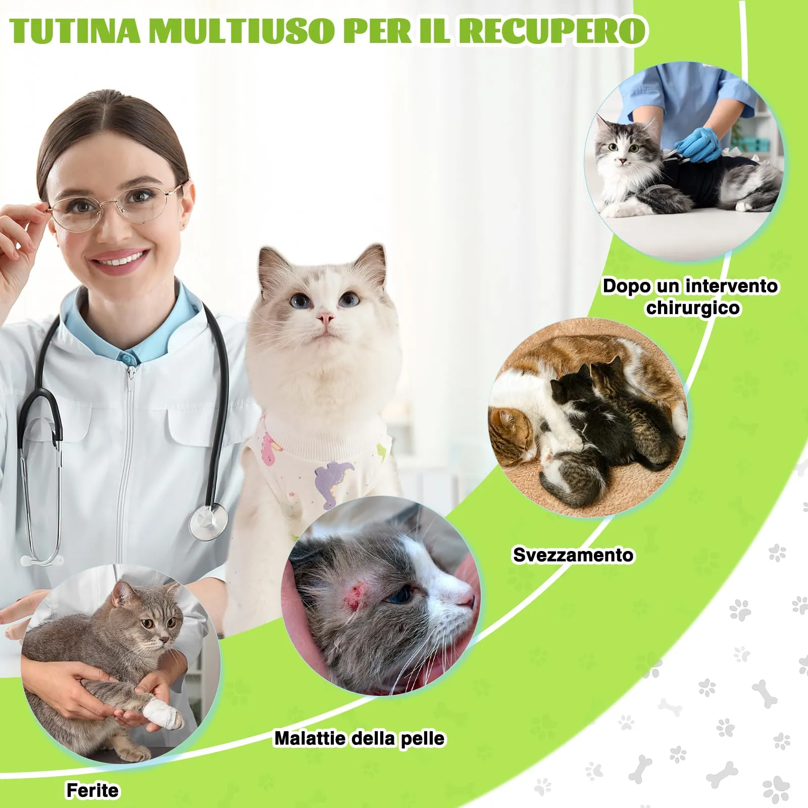 DoggieKit Tuta da Recupero Post-Operatoria per Gatti, Alternativa al Collare Elisabettiano, Taglia L, Dinosauro - immagine 6