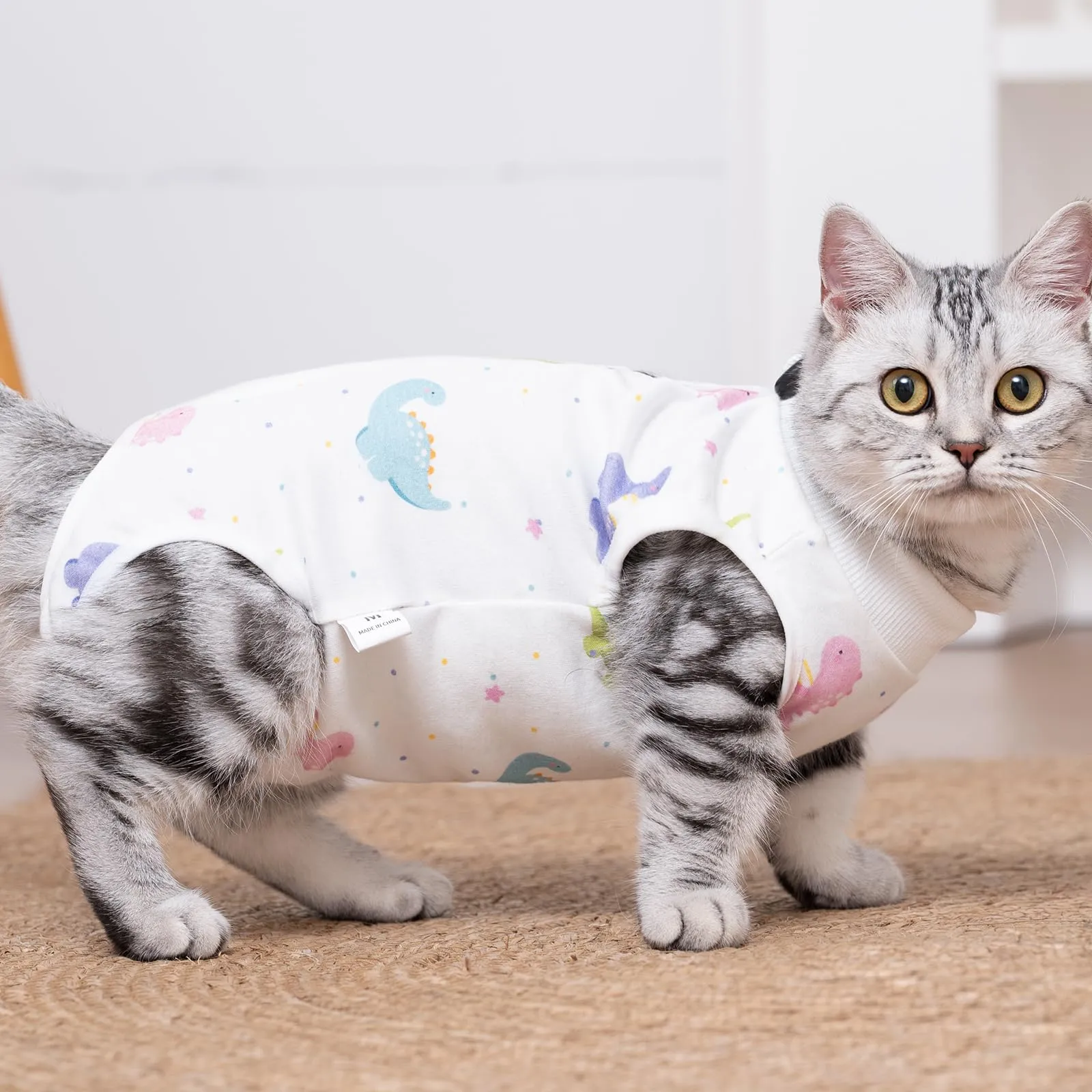 DoggieKit Tuta da Recupero Post-Operatoria per Gatti, Alternativa al Collare Elisabettiano, Taglia L, Dinosauro - immagine 8