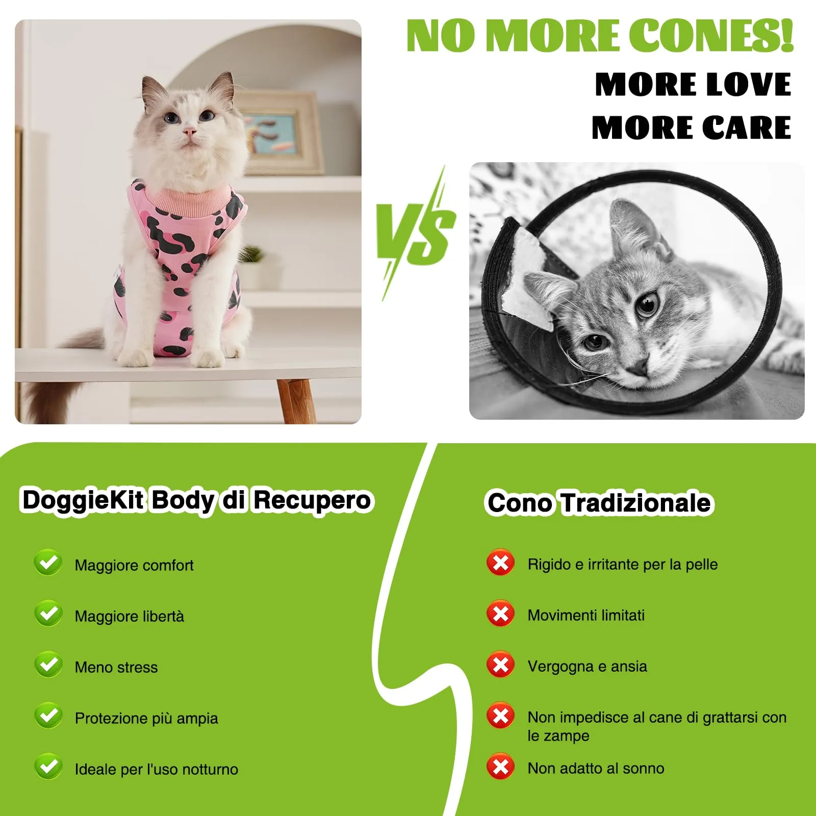 DoggieKit Tuta da Recupero Post Operatorio per Gatti, Alternativa al Collare Elisabettiano per Sterilizzazione e Ferite Addominali, Taglia S, Leopardo - immagine 3